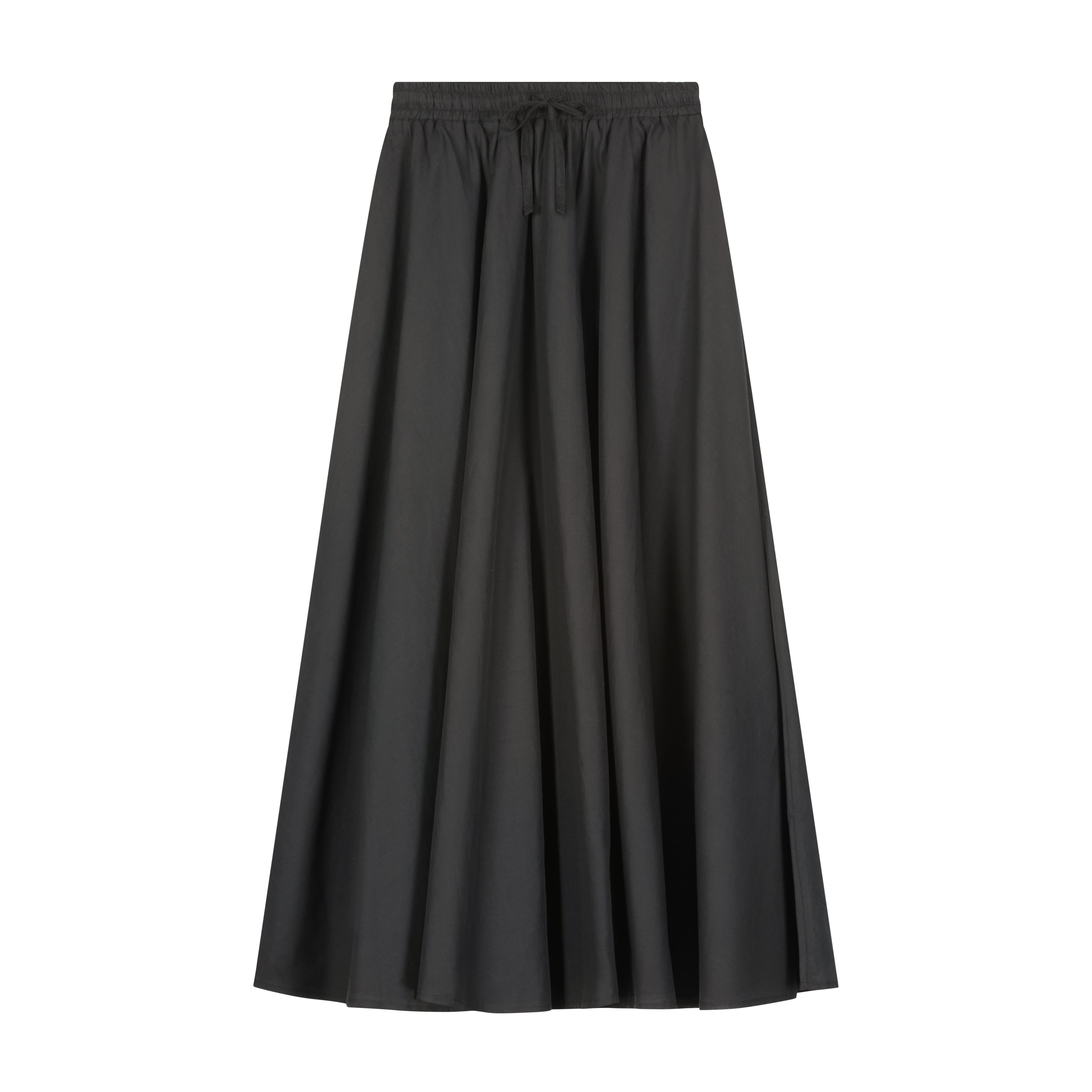 Voile Maxi Drawstring Skirt - Black