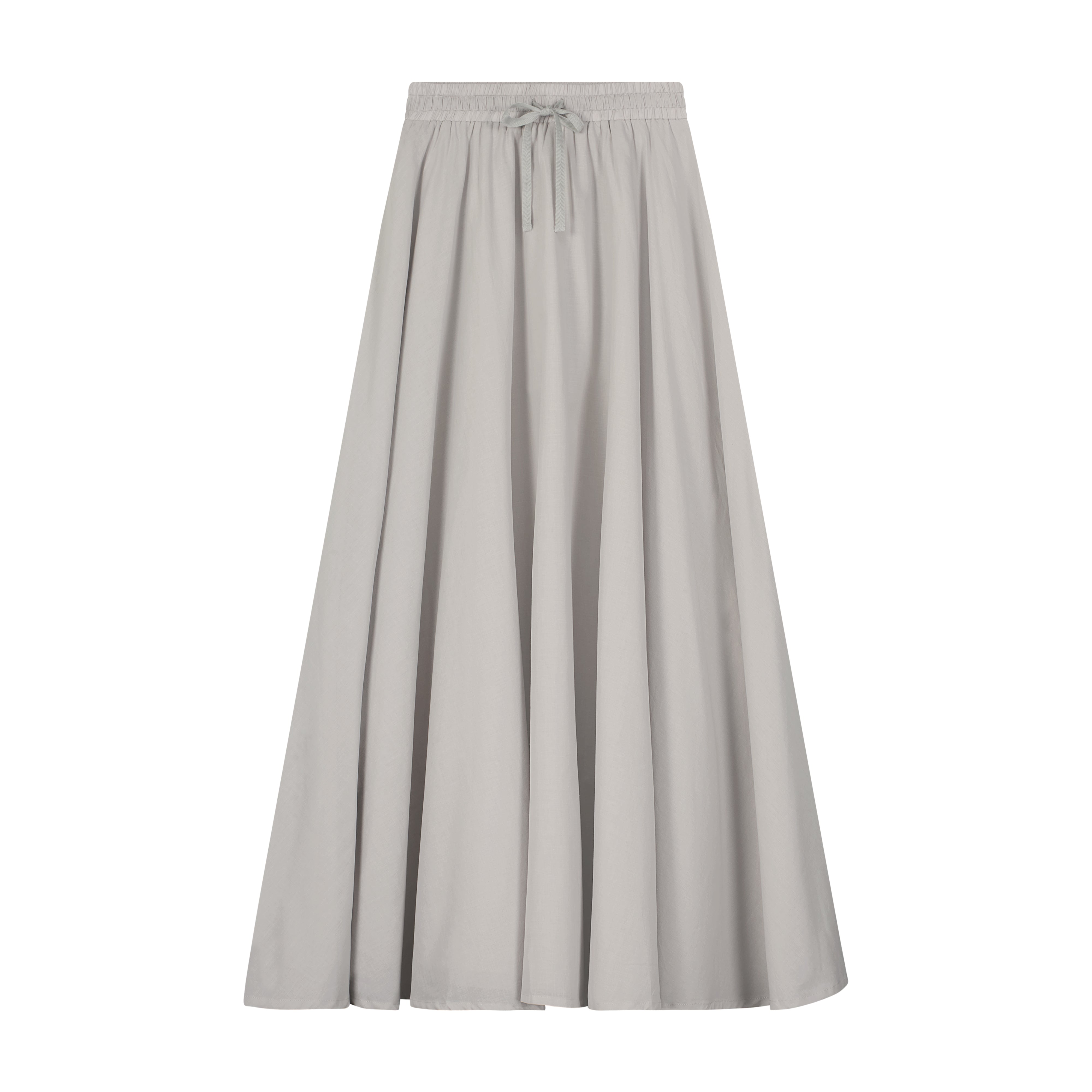Voile Maxi Drawstring Skirt - Grey