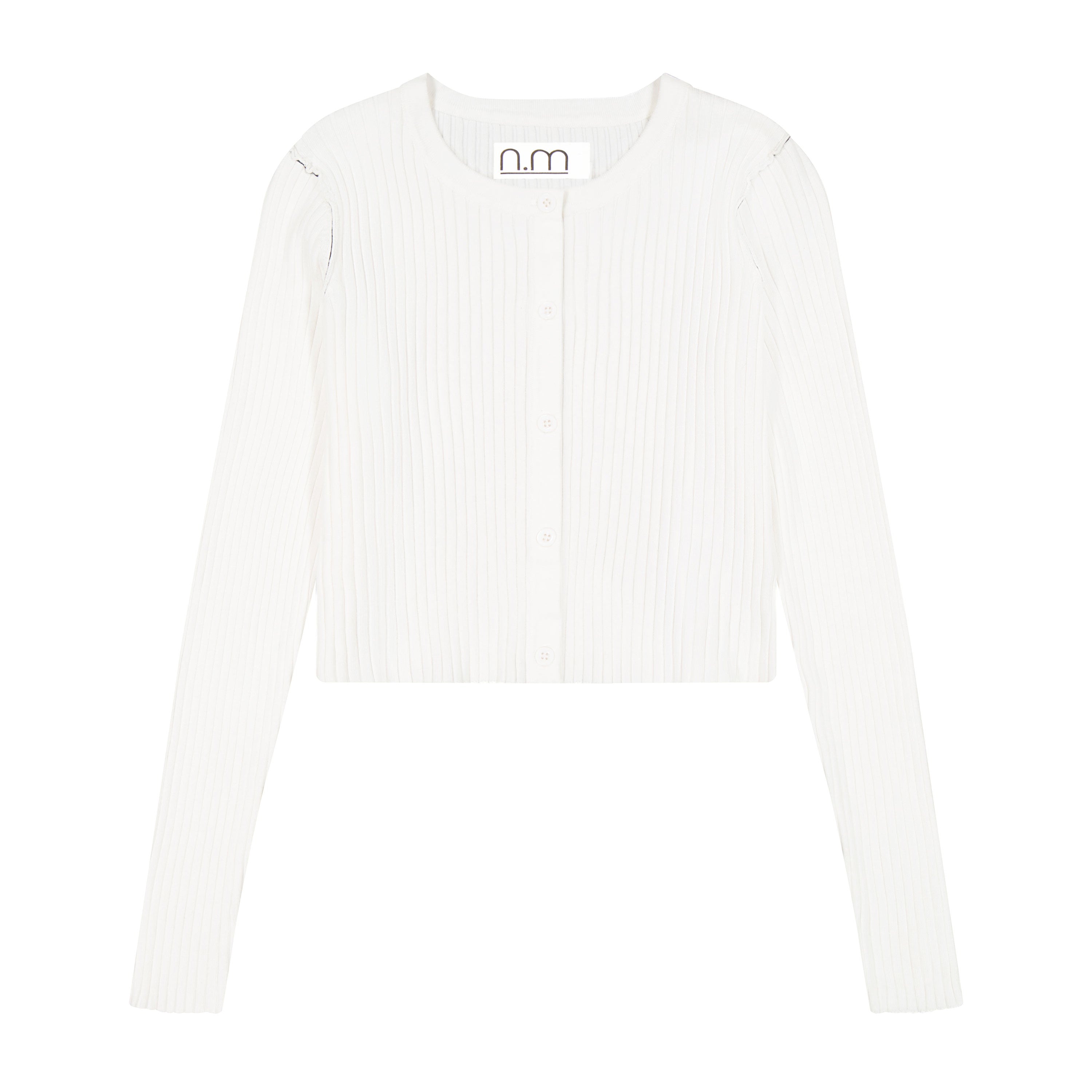 Ribbed Cardi - White
