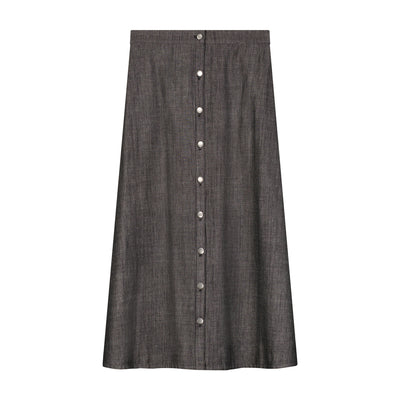 Buttondown Skirt - Black Chambrey