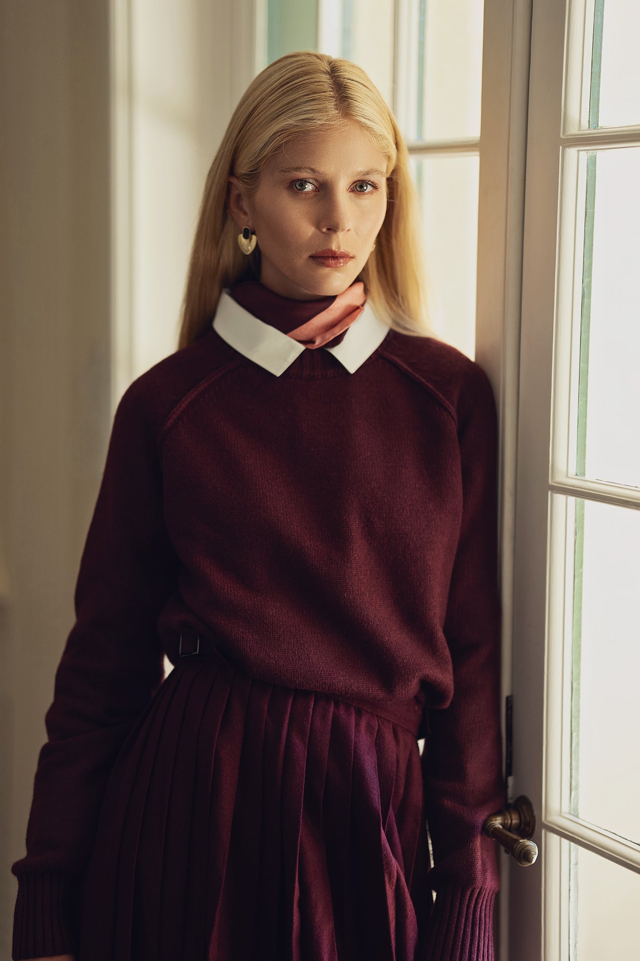 Fine Wool Sweater - Burgundy