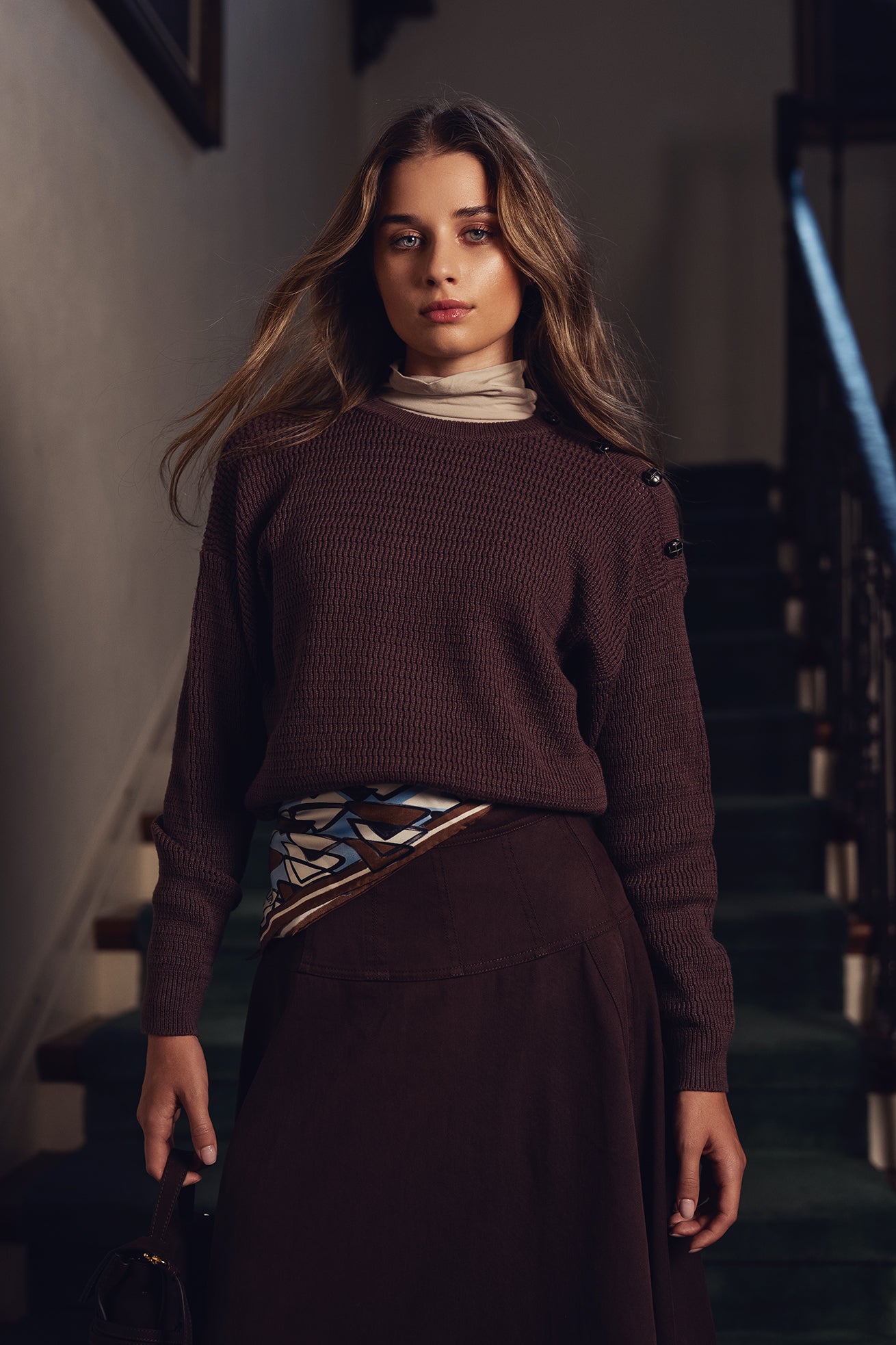 Open Knit Sweater - Brown