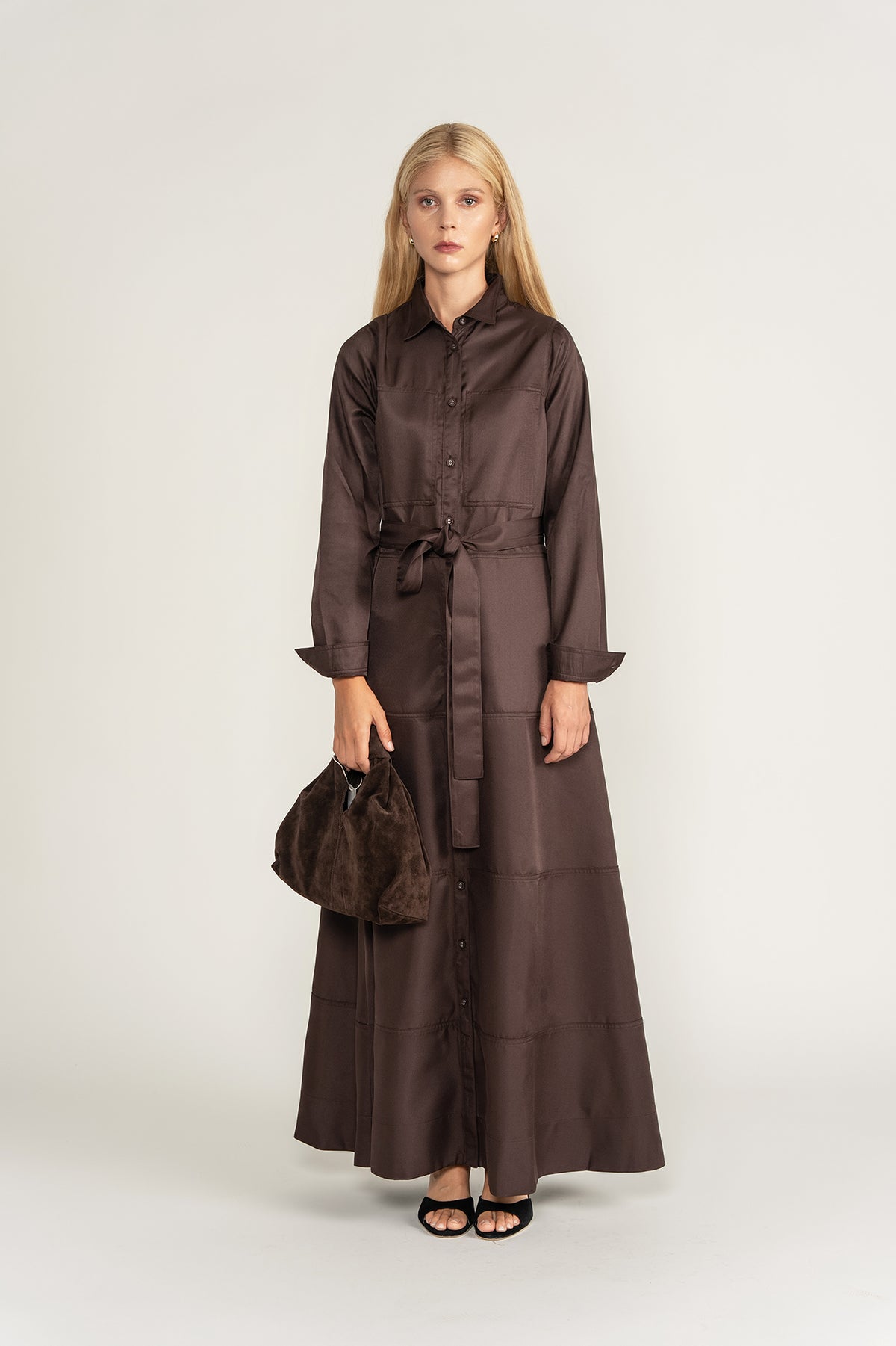 Maxi Dress W Pockets - Brown
