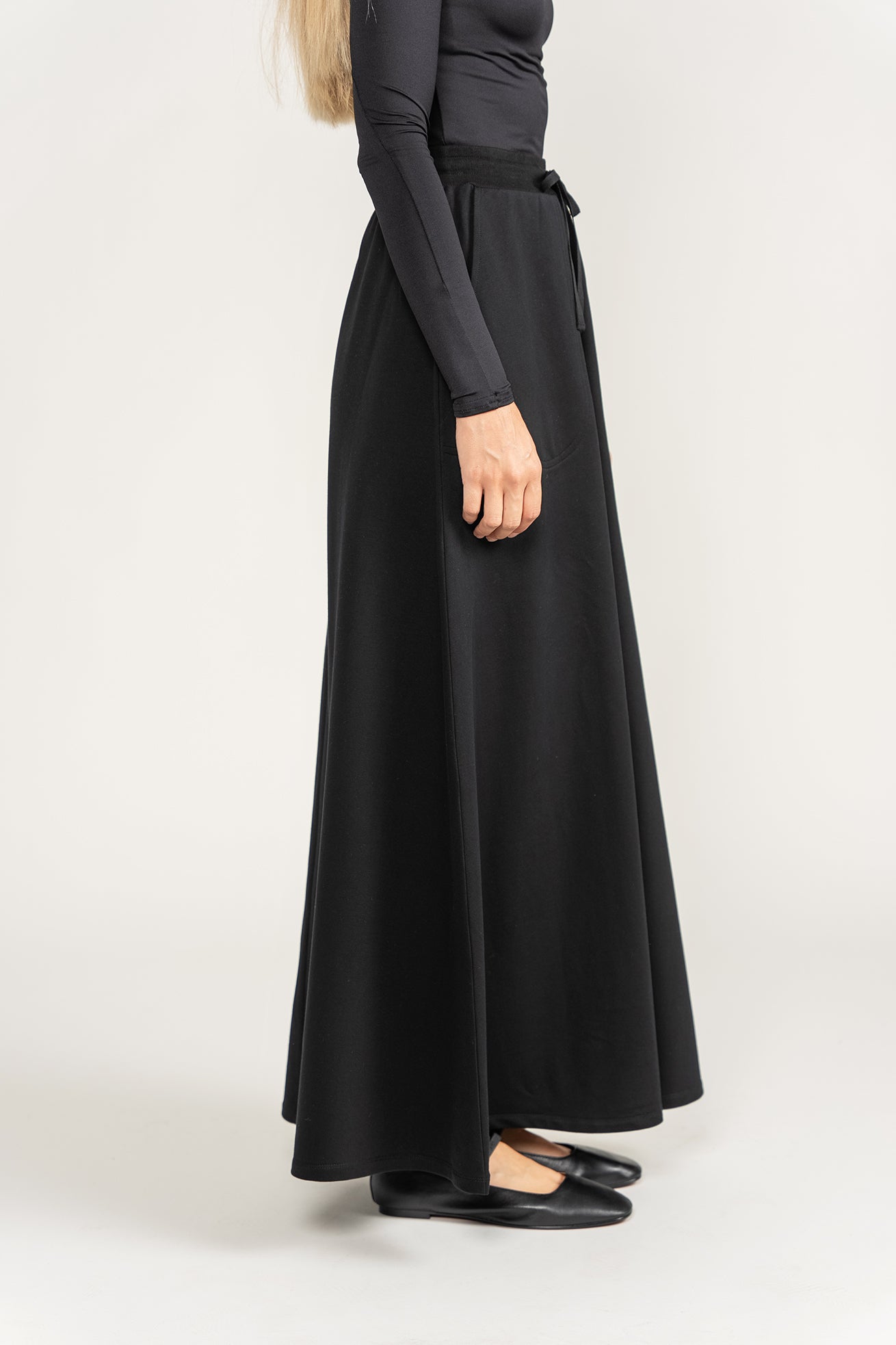 Drawstring Maxi Skirt