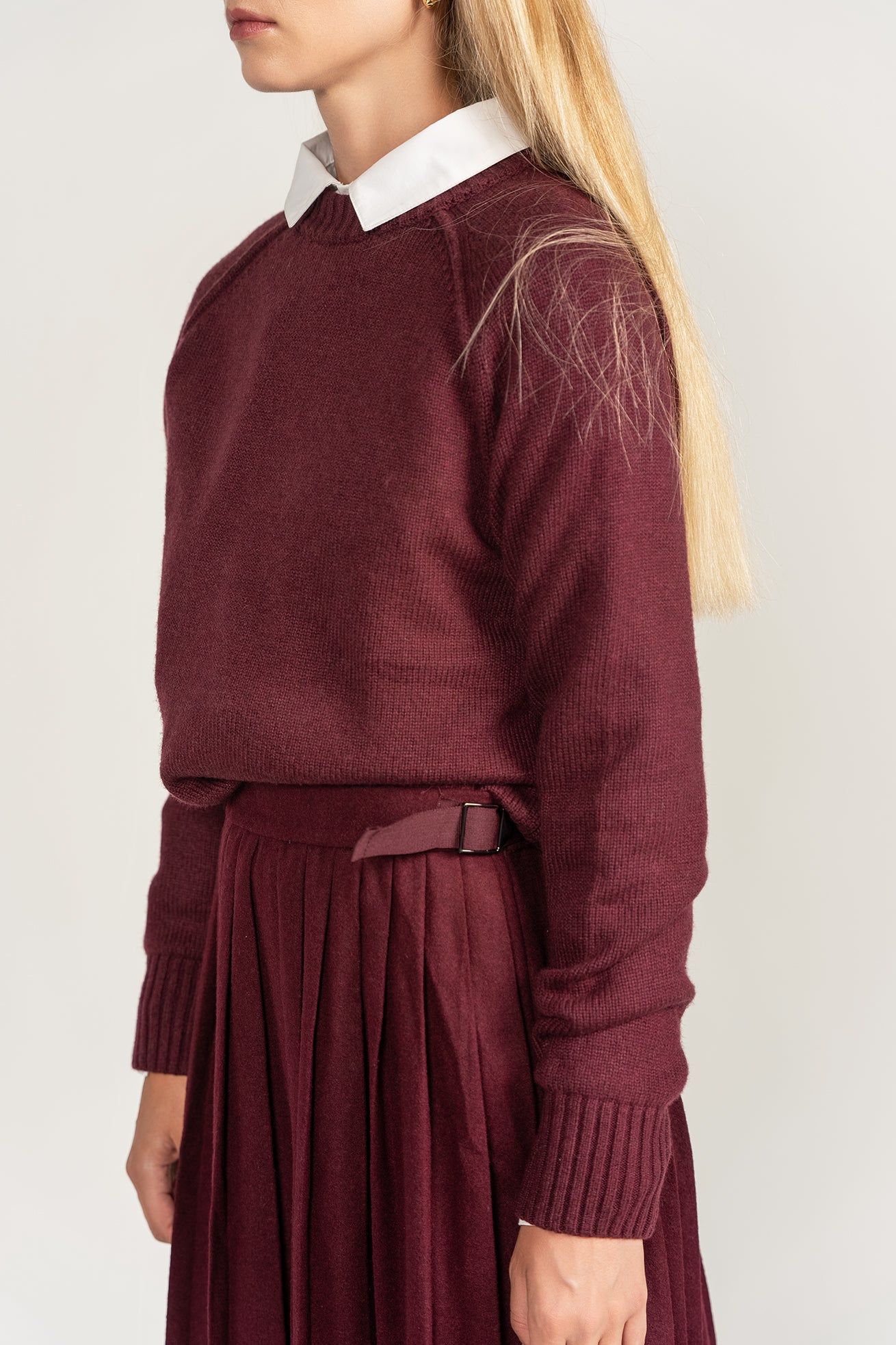 Fine Wool Sweater - Burgundy