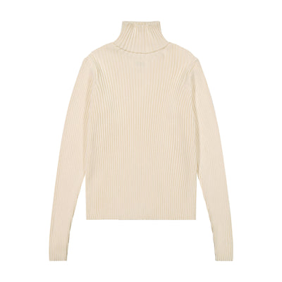 Ribbed Knit Turtleneck - Ivory