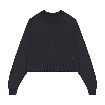 Knit Cropped Sweater For Slip Maxi - Black