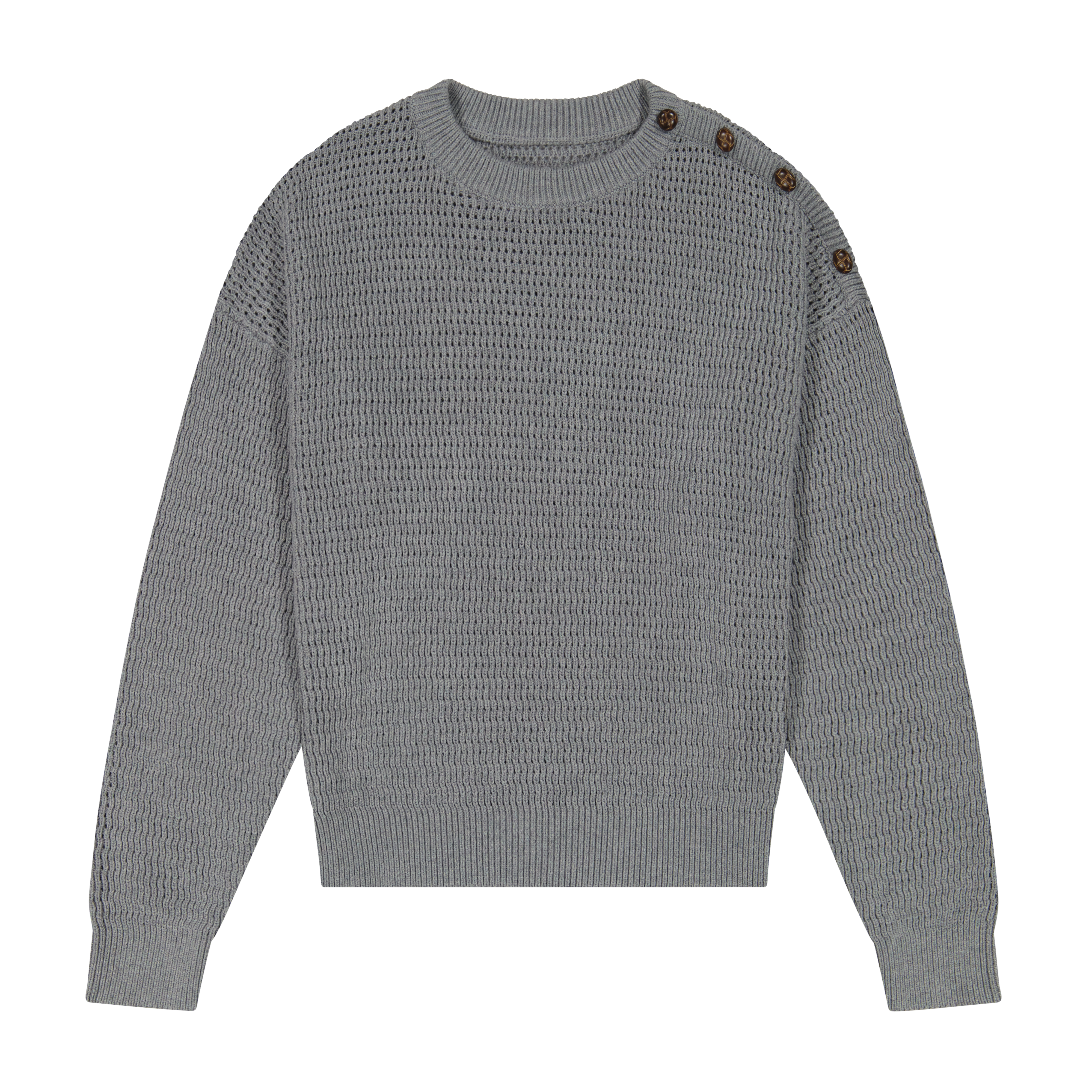Open Knit Sweater - Taupe/Grey