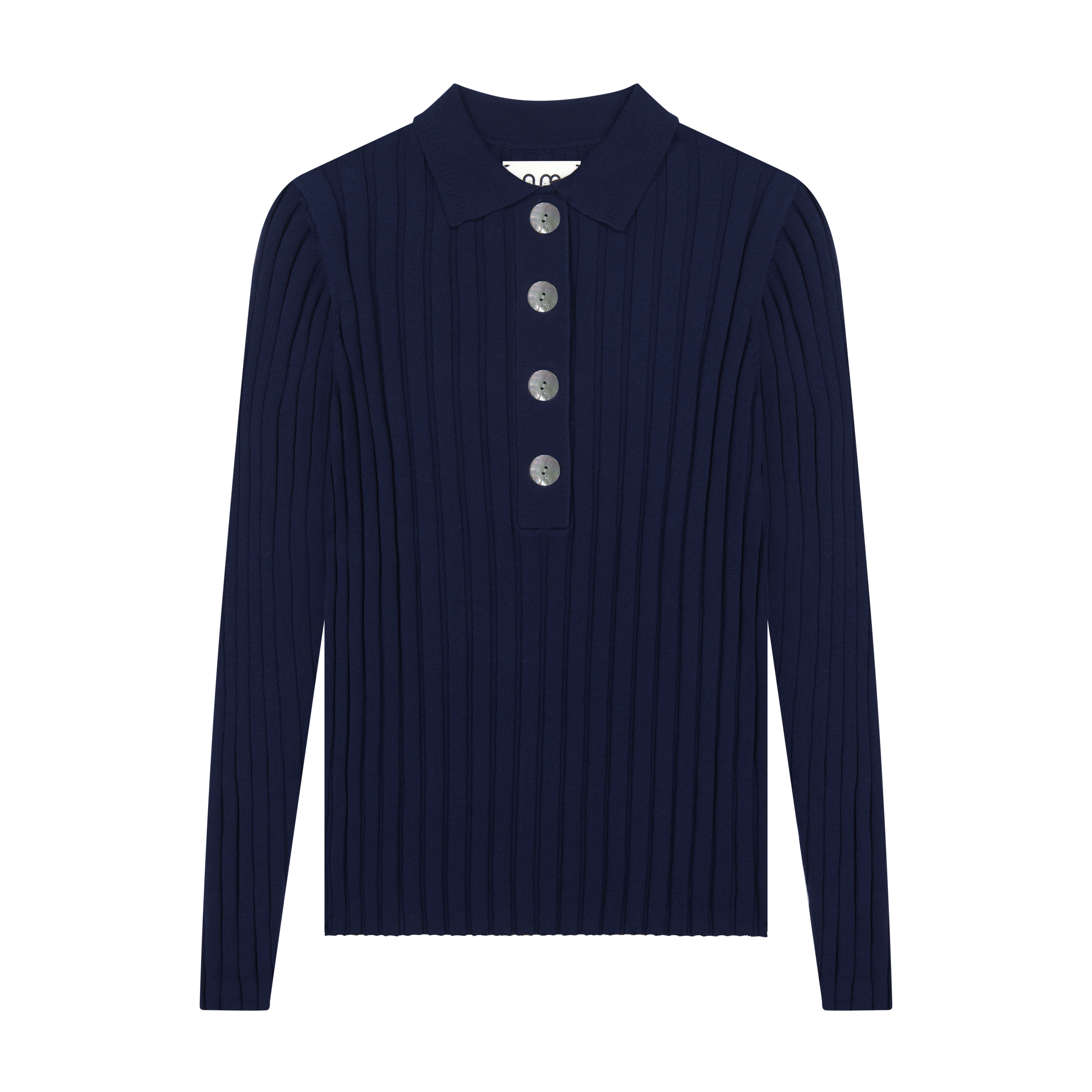 Ribbed Polo Sweater - Navy