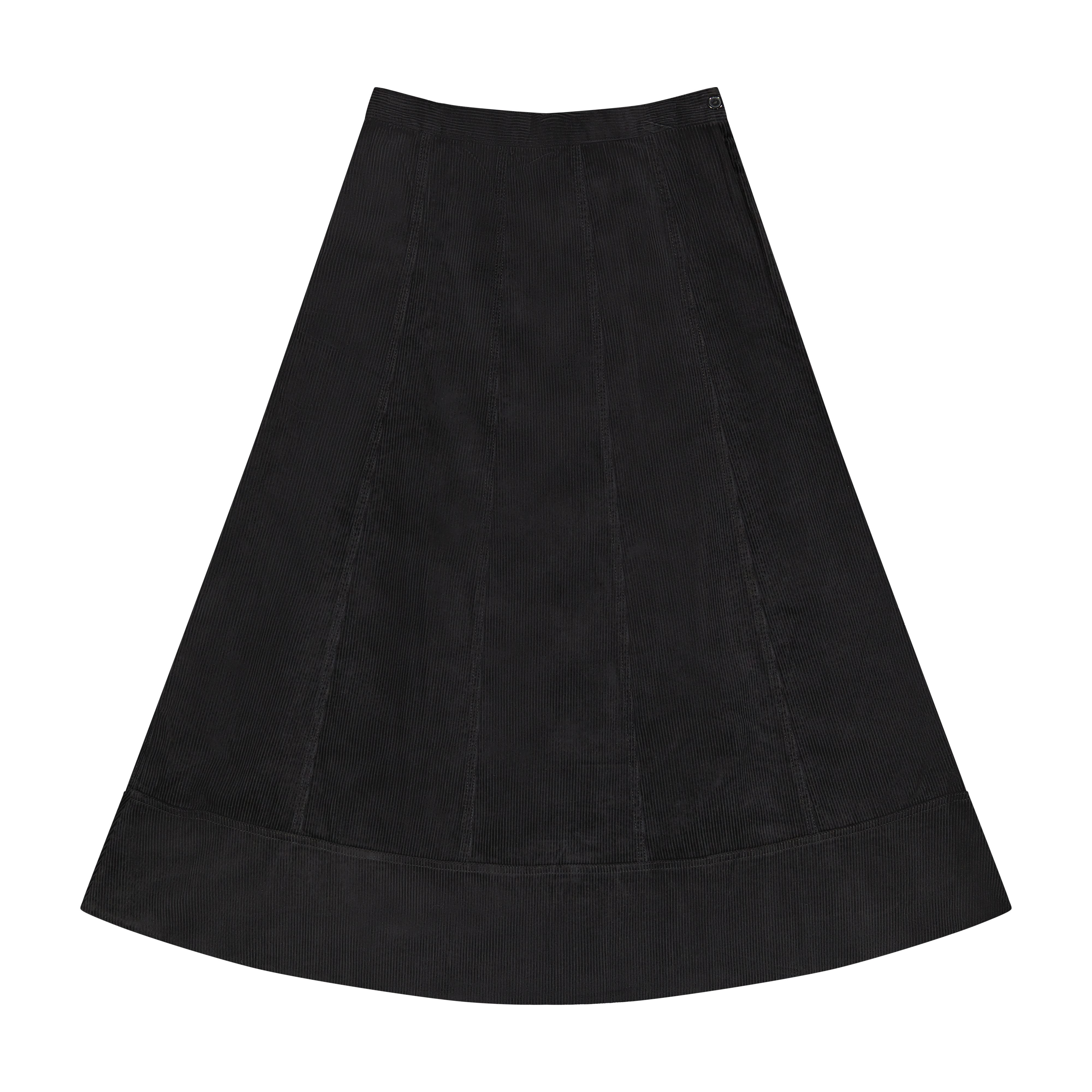 Corduroy Paneled Skirt - Black