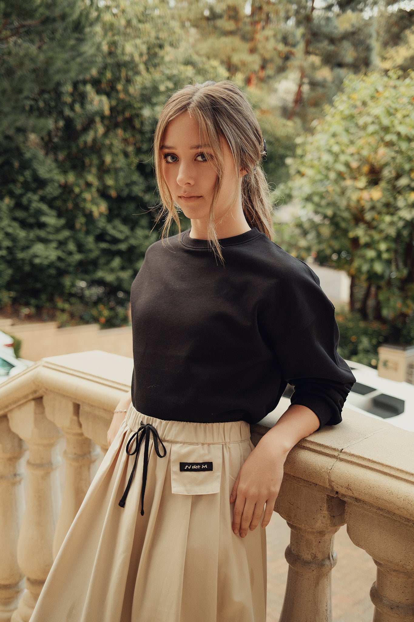 Cropped French Terry Tee - Black