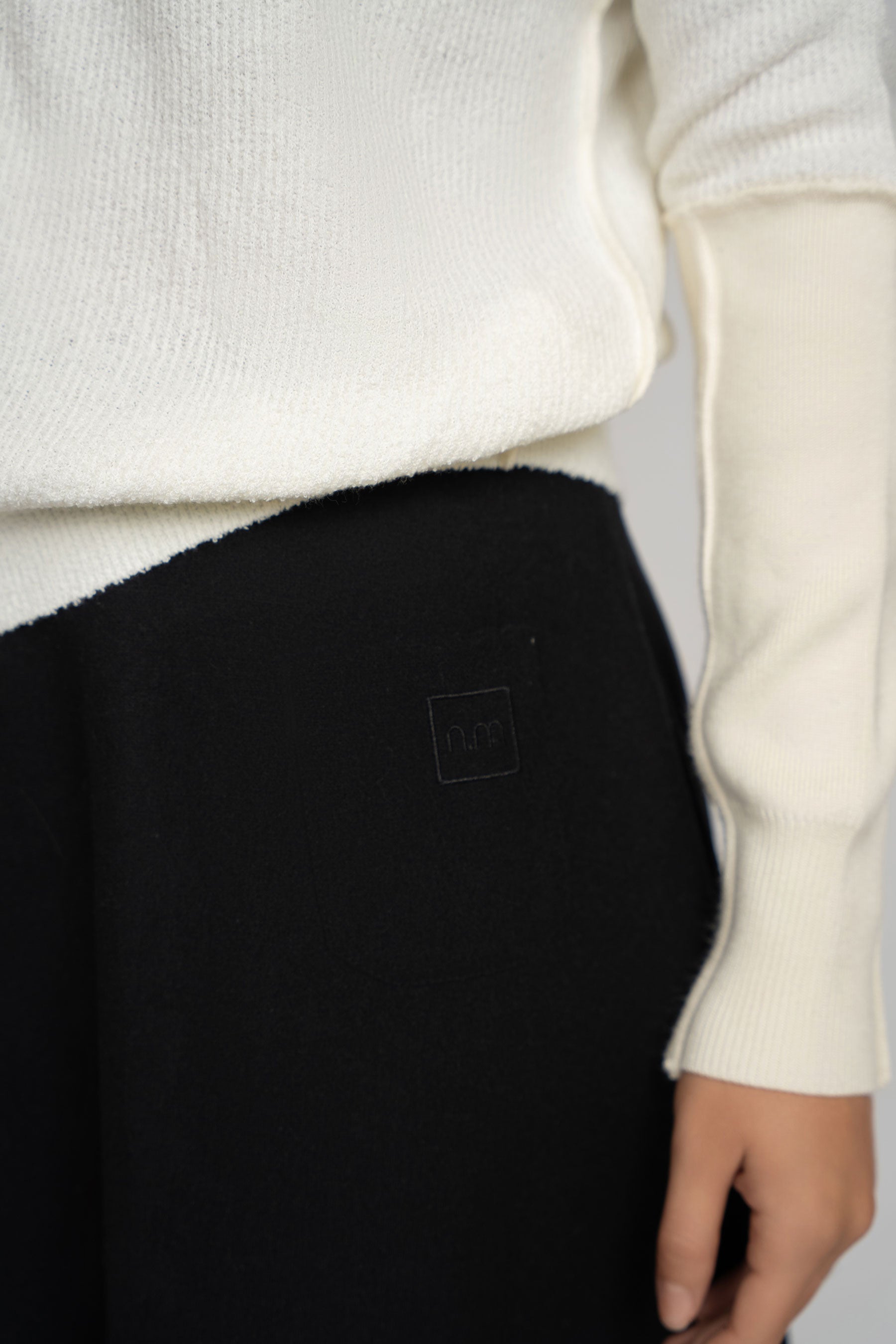 Mixed Media Crewneck Sweater - Ivory