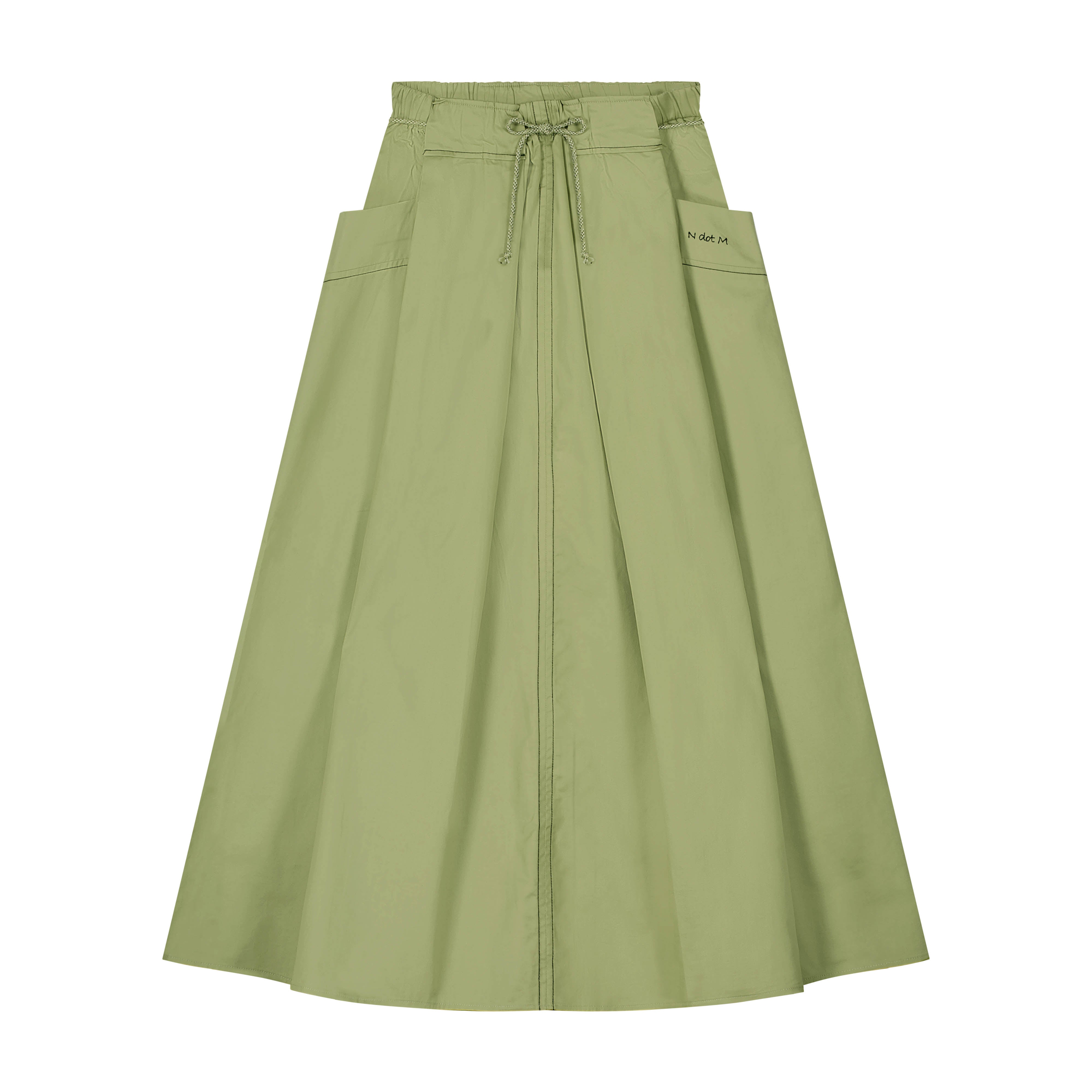 Top Stitch Cotton Skirt - Green