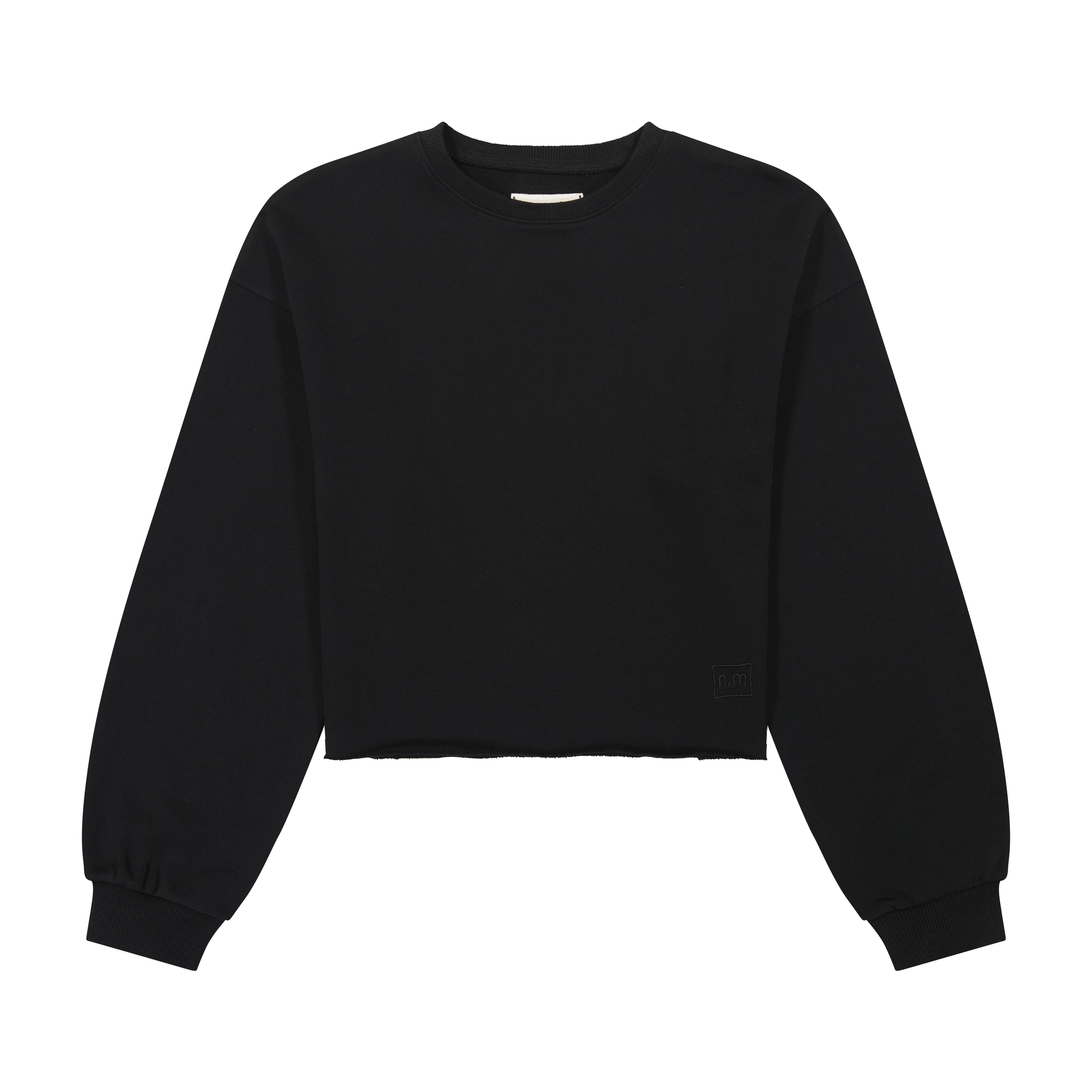 Cropped French Terry Tee - Black