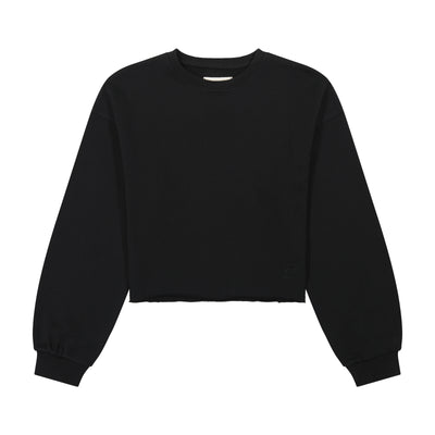 Cropped French Terry Tee - Black