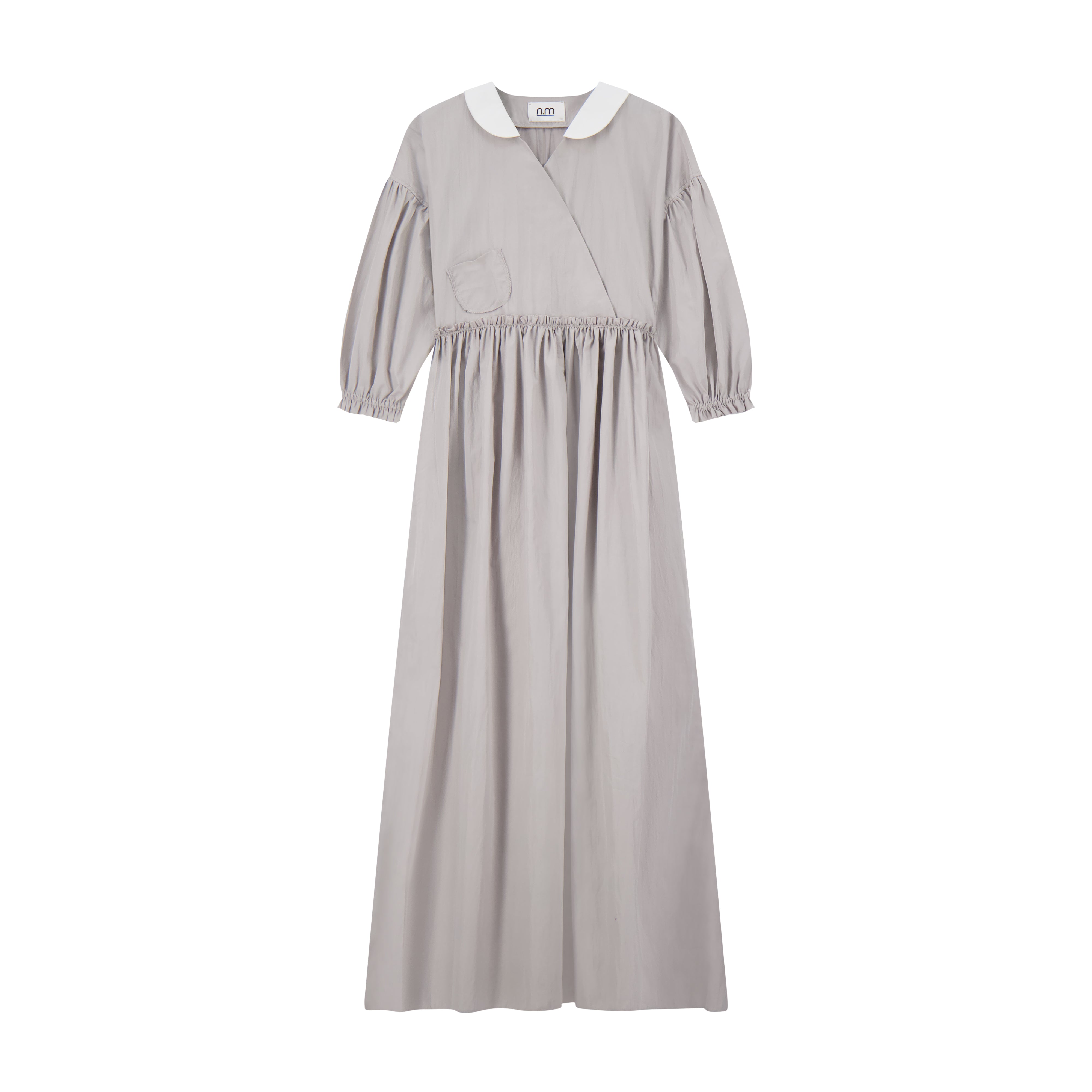 Collared Wrap Dress - Grey