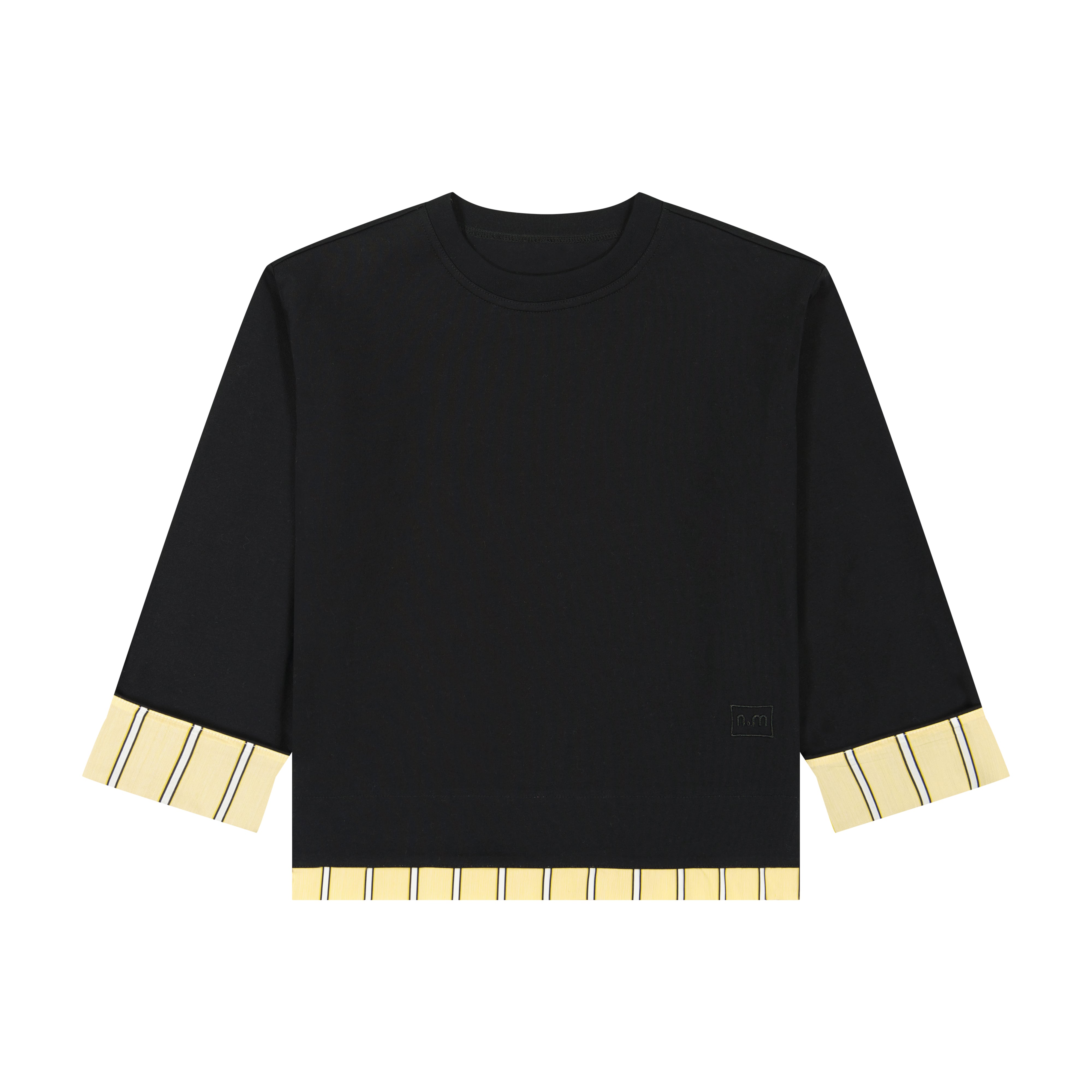 Aria Cropped Tee Yellow Striped - Black