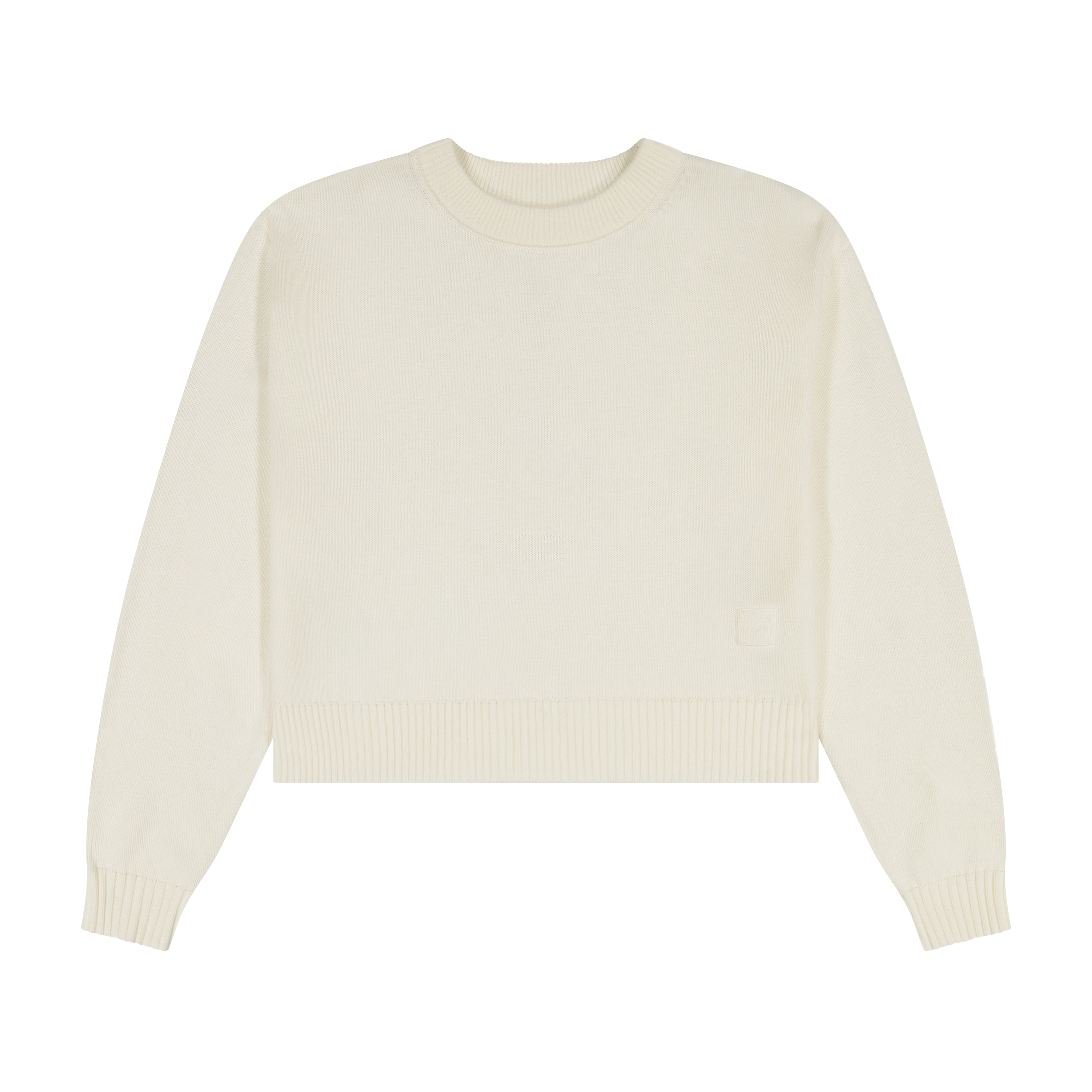 Knit Cropped Sweater - White