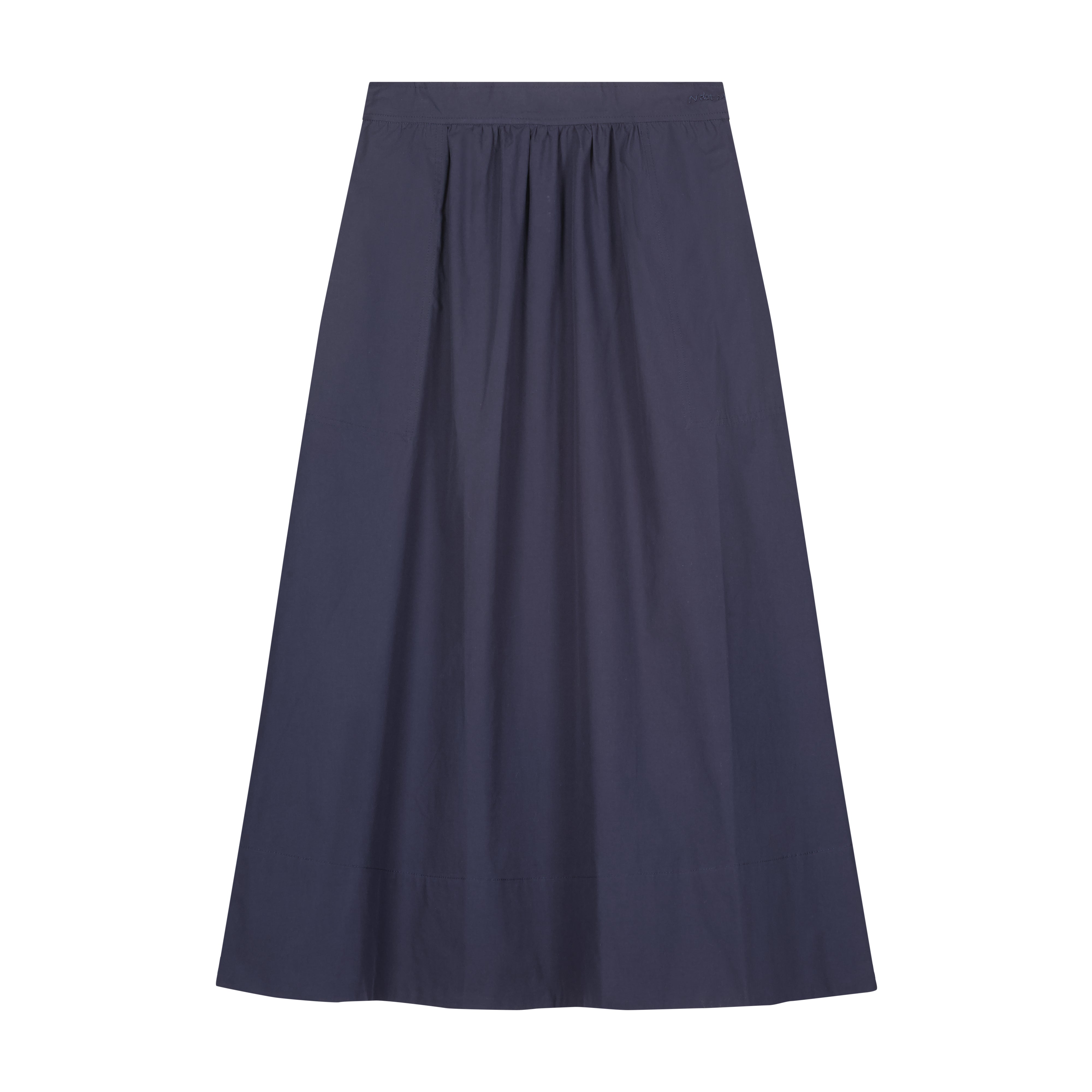 Gathered Cotton Skirt - Navy
