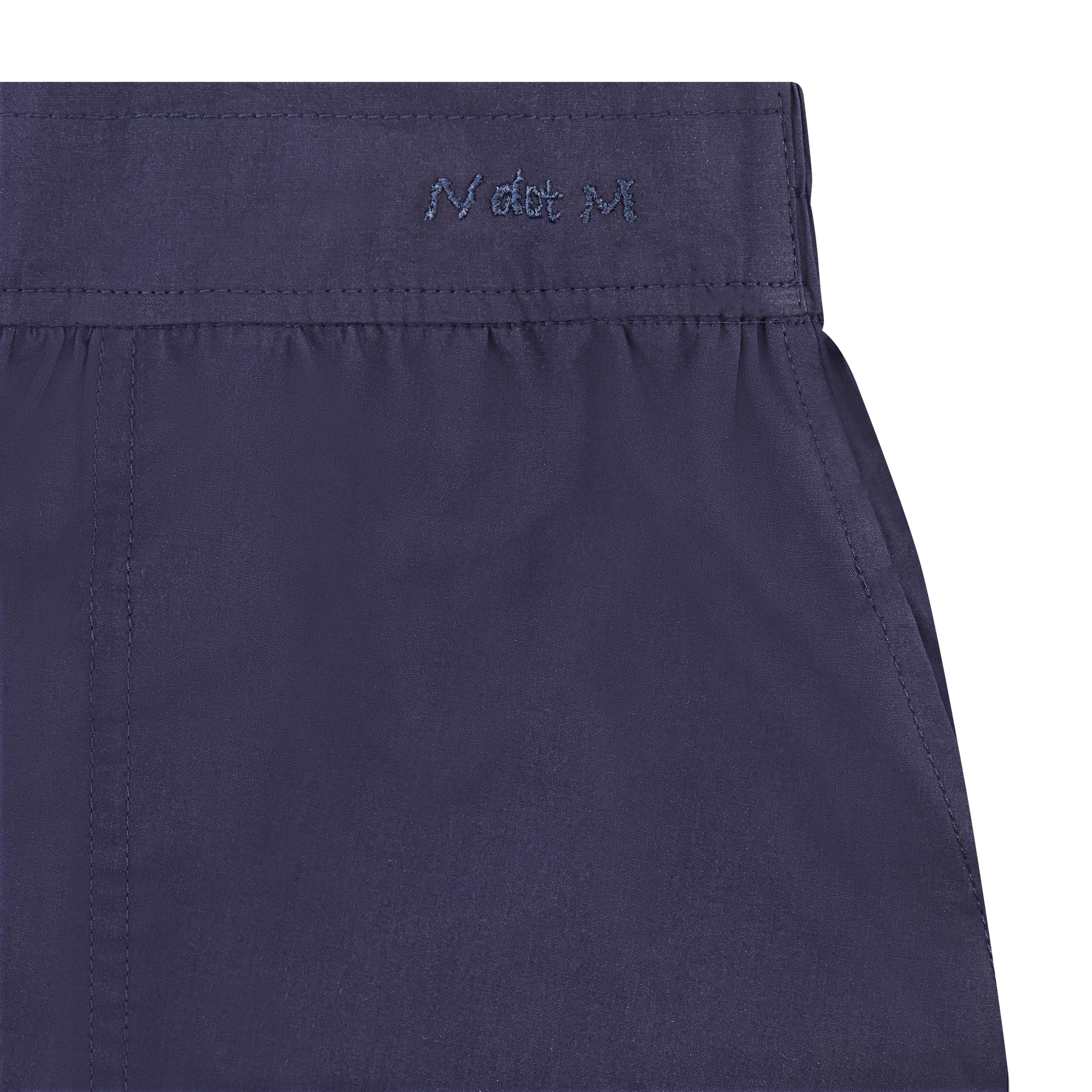 Gathered Cotton Skirt - Navy