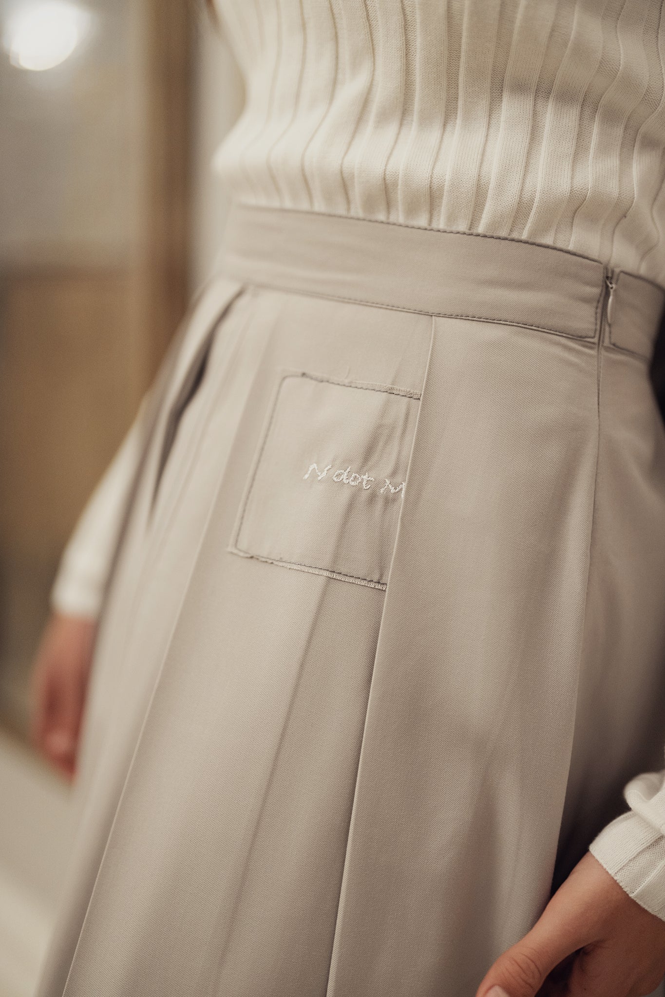 Pleated Twill Skirt