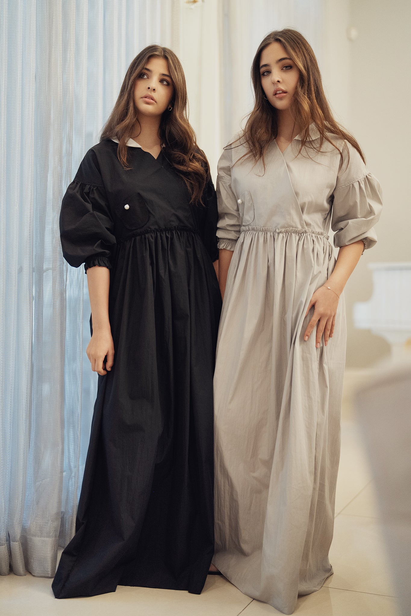 Collared Wrap Dress - Grey