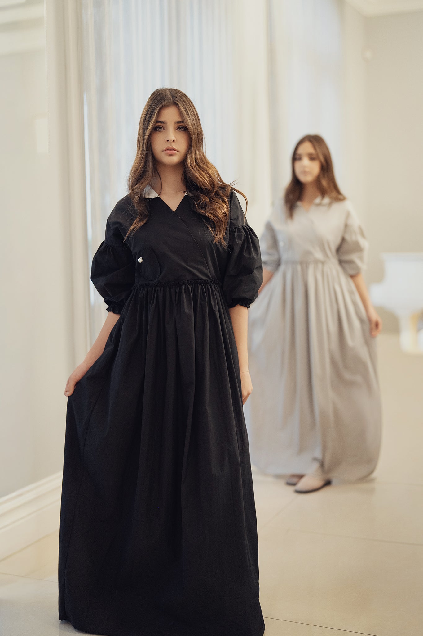 Collared Wrap Dress - Black