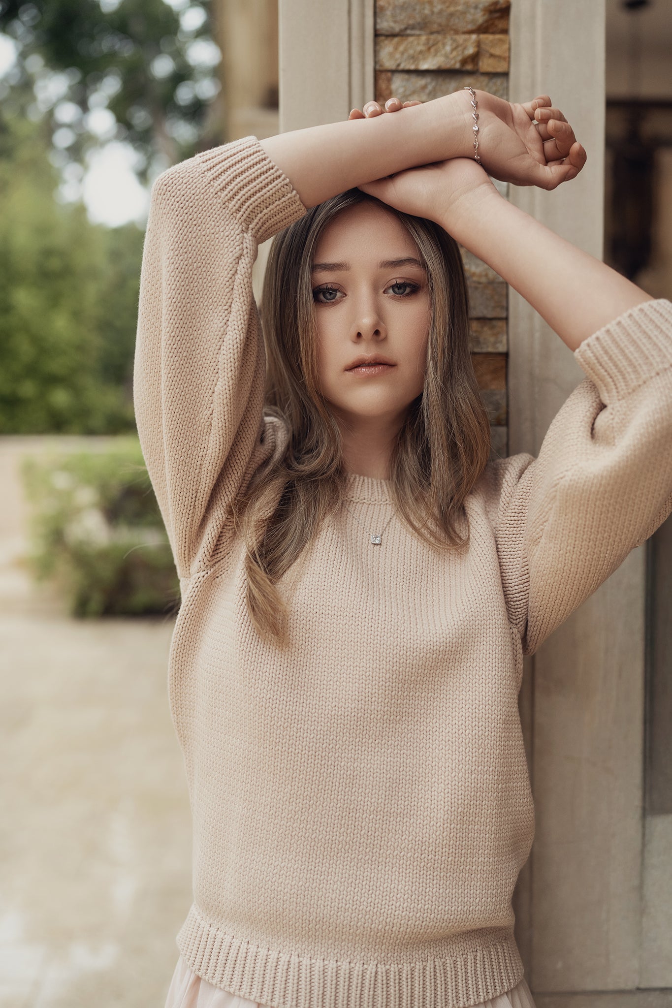 Puff Knit Sweater - Peach