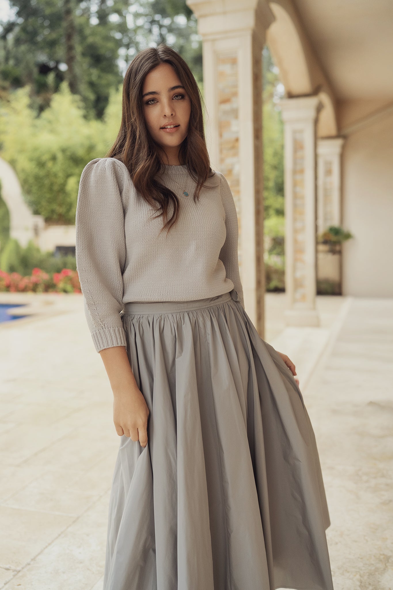 Puff Knit Sweater - Grey