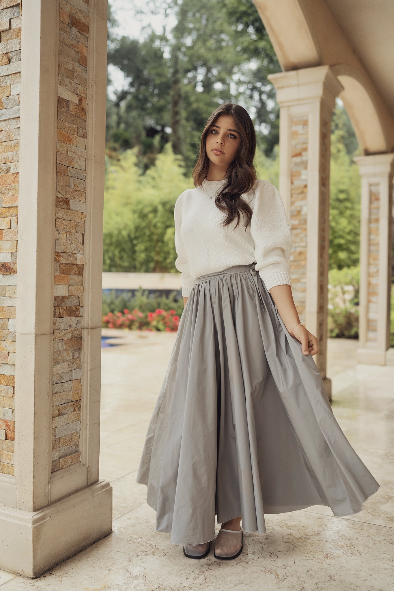 Puff Knit Sweater - White