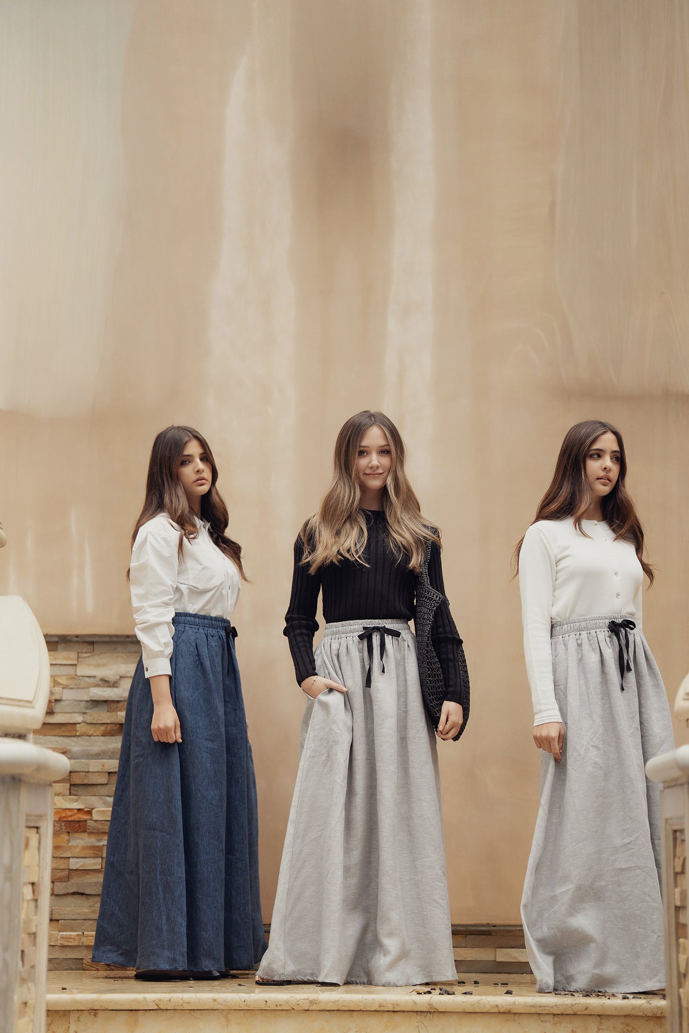 Sierra Linen Maxi Skirt - Blue