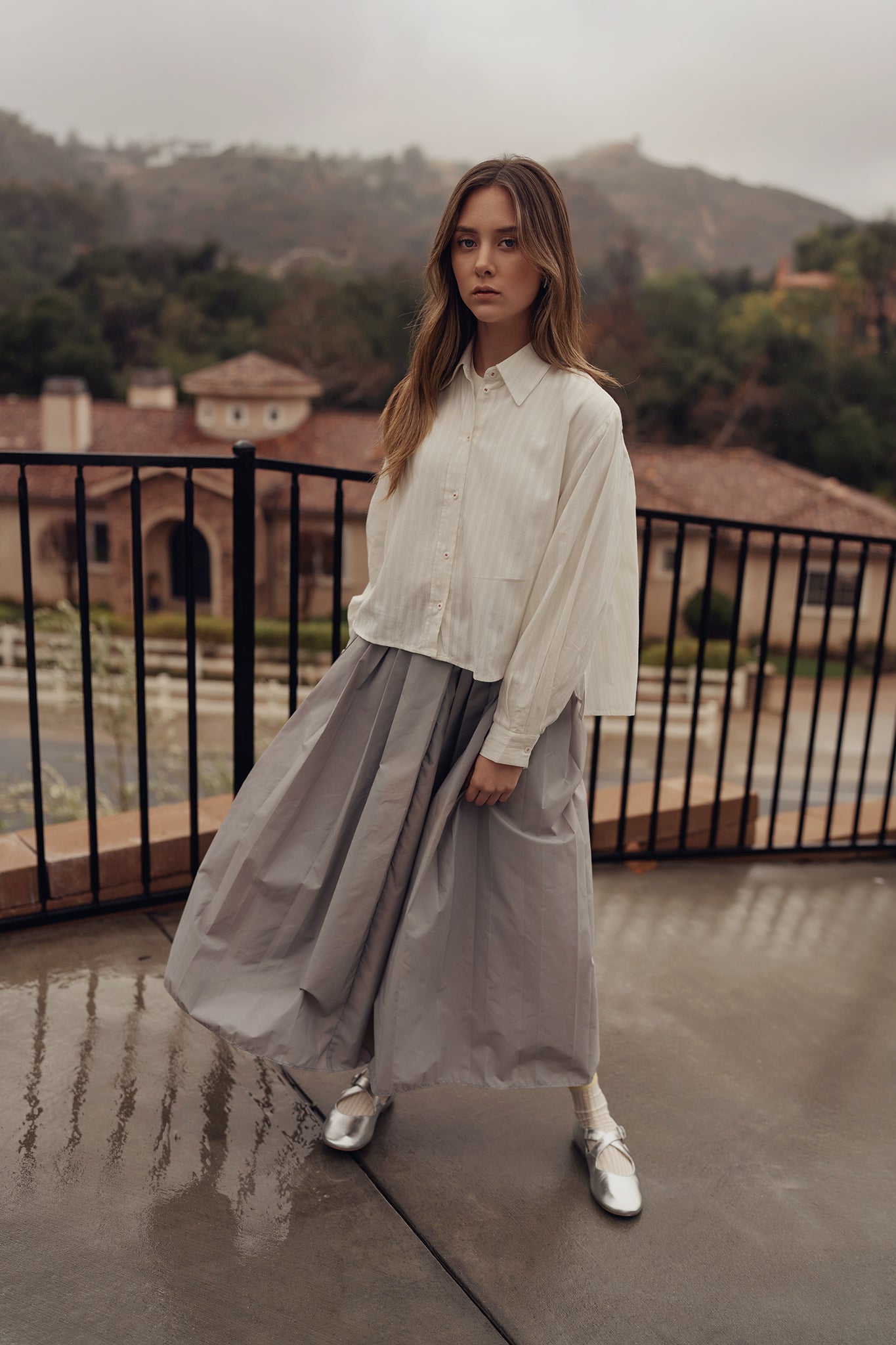 Striped Gathered Shirt