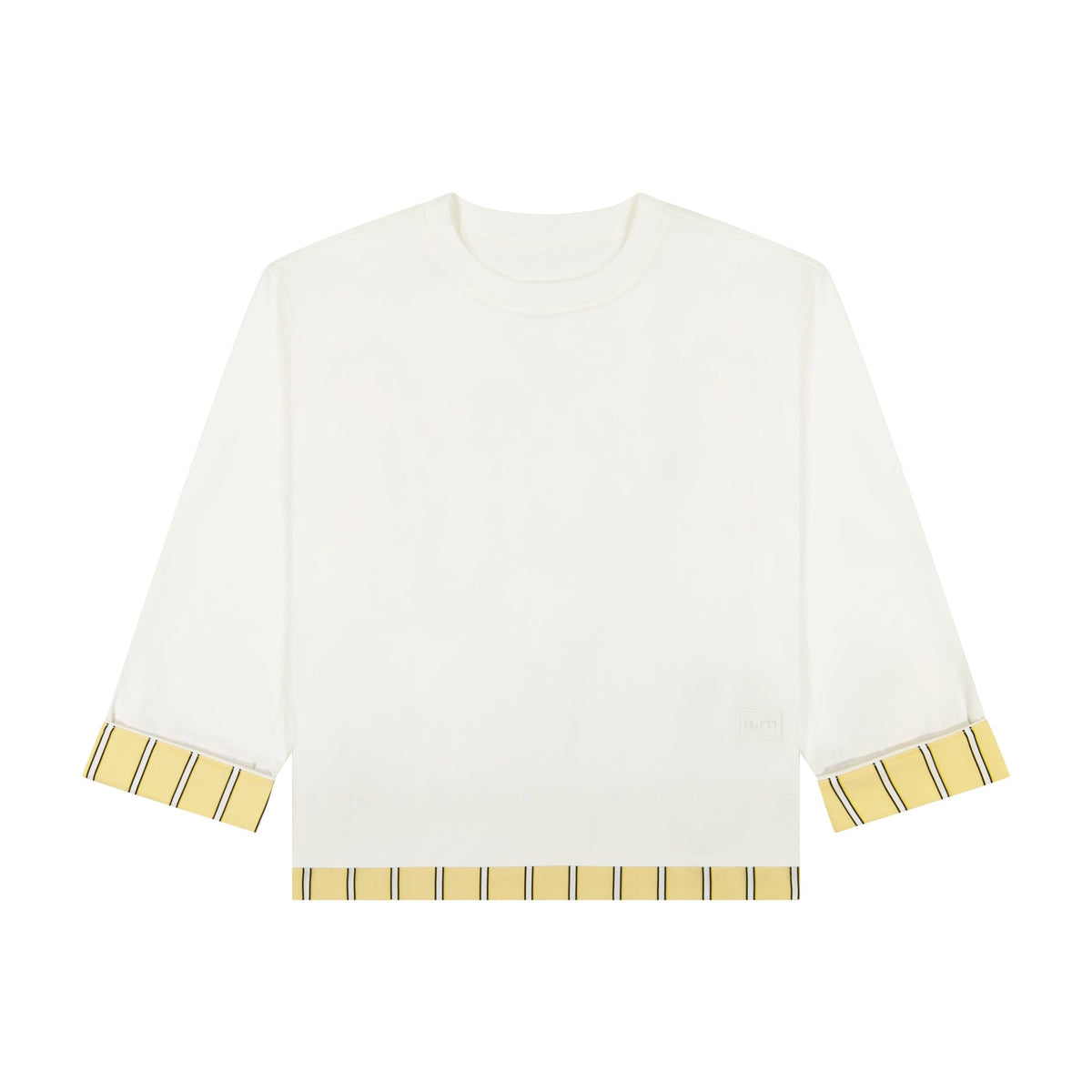 Aria Cropped Tee Yellow Striped White - shopndotm - Teen Clothing