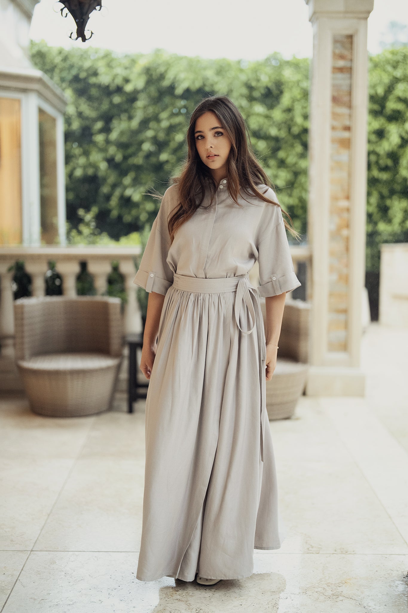Belted Wrap Skirt - Grey - shopndotm - Teen Clothing