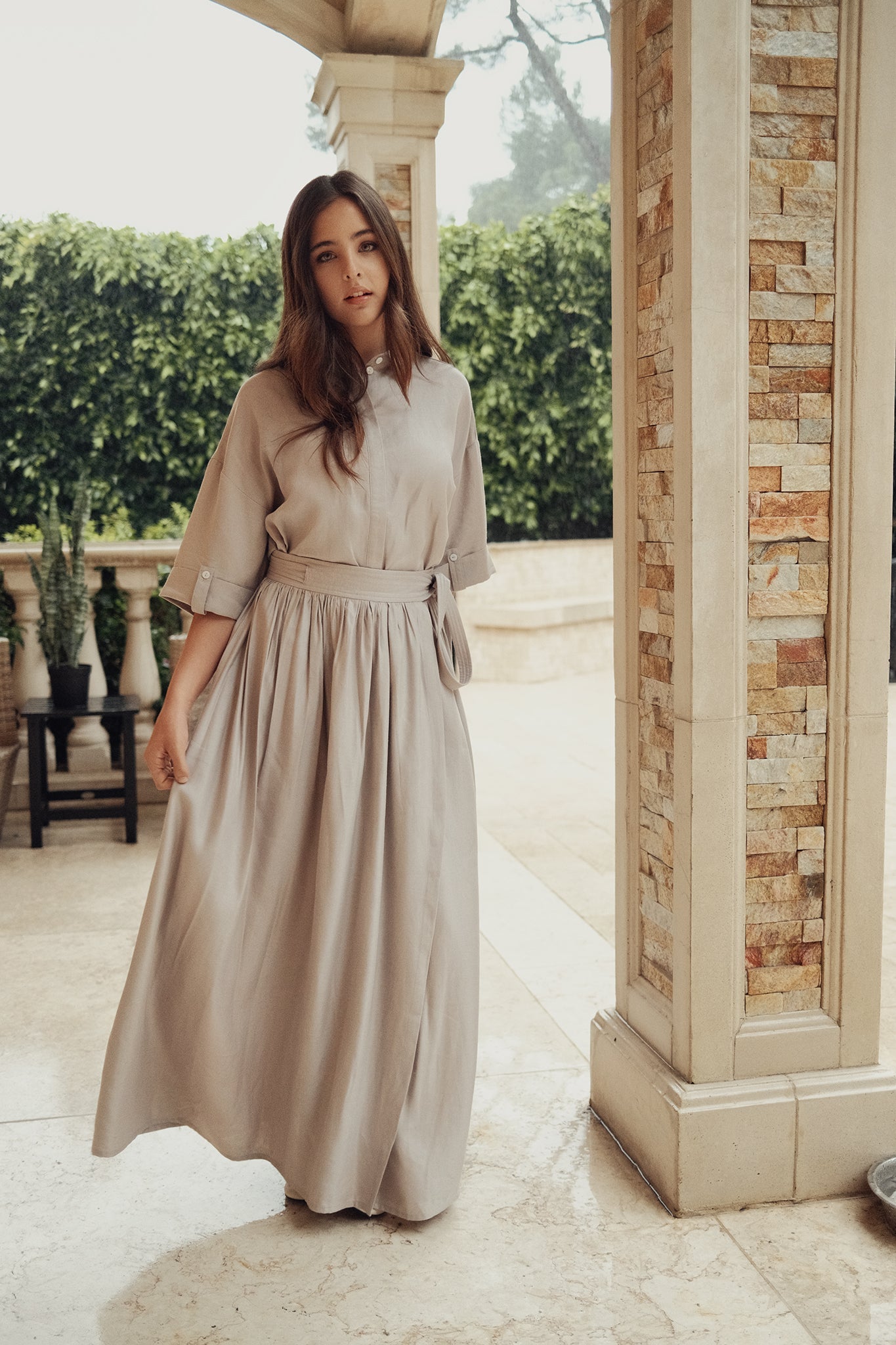 Belted Wrap Skirt - Grey - shopndotm - Teen Clothing