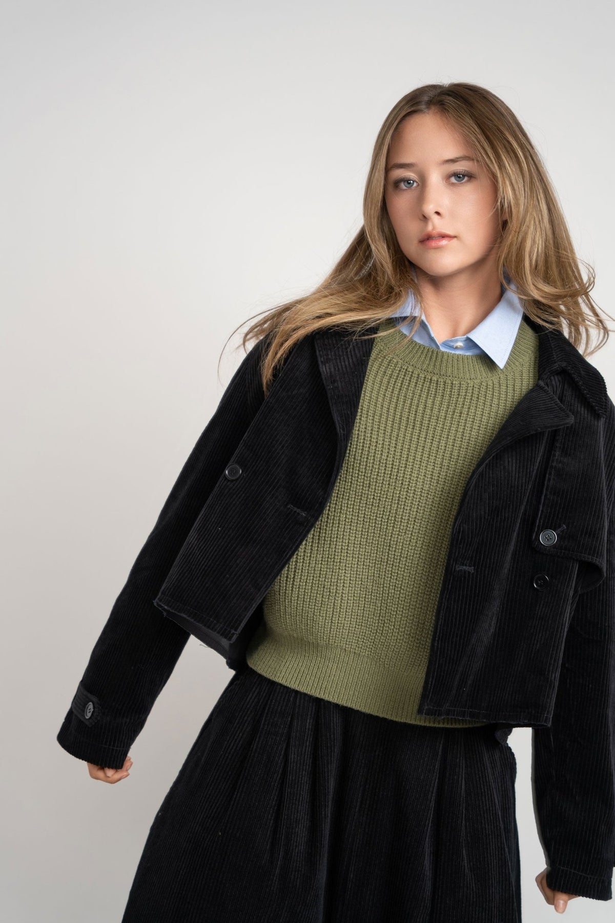 Chunky Knit Crewneck Sweater - Green - shopndotm - Young Adult/Women Clothing