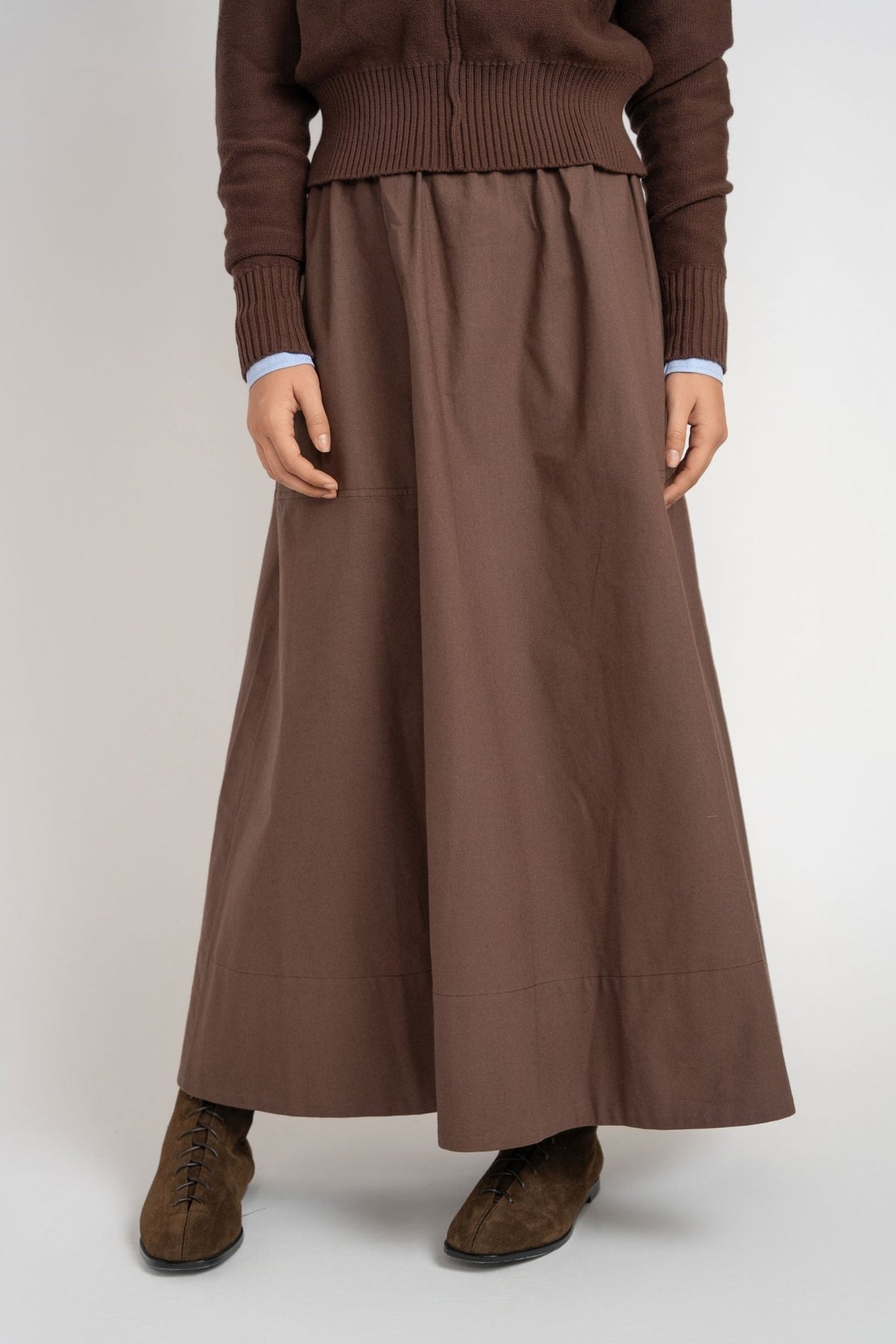 Cotton Gathered Skirt - Brown - shopndotm - Young Adult/Women Clothing