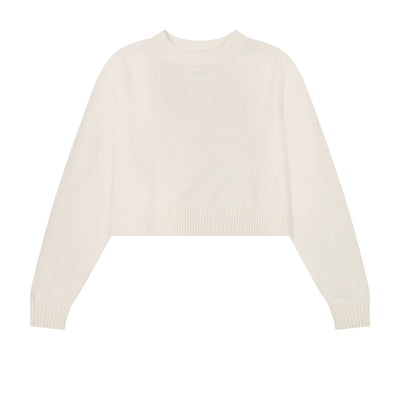 Knit Cropped Sweater For Slip Maxi - Ivory