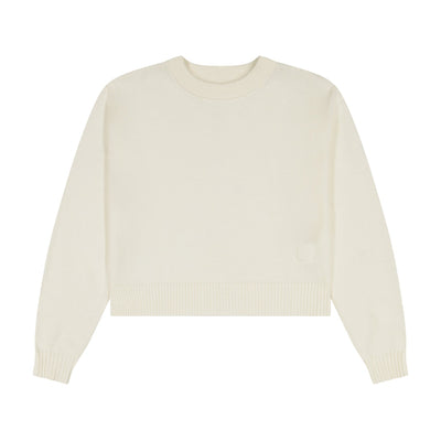 Knit Cropped Sweater - White