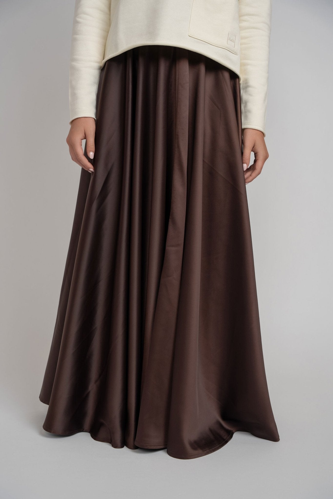 Maxi Circle Silky Skirt - Brown - shopndotm - Teen Clothing