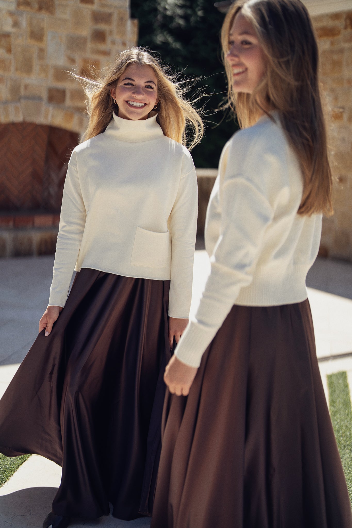 Maxi Circle Silky Skirt - Brown - shopndotm - Teen Clothing