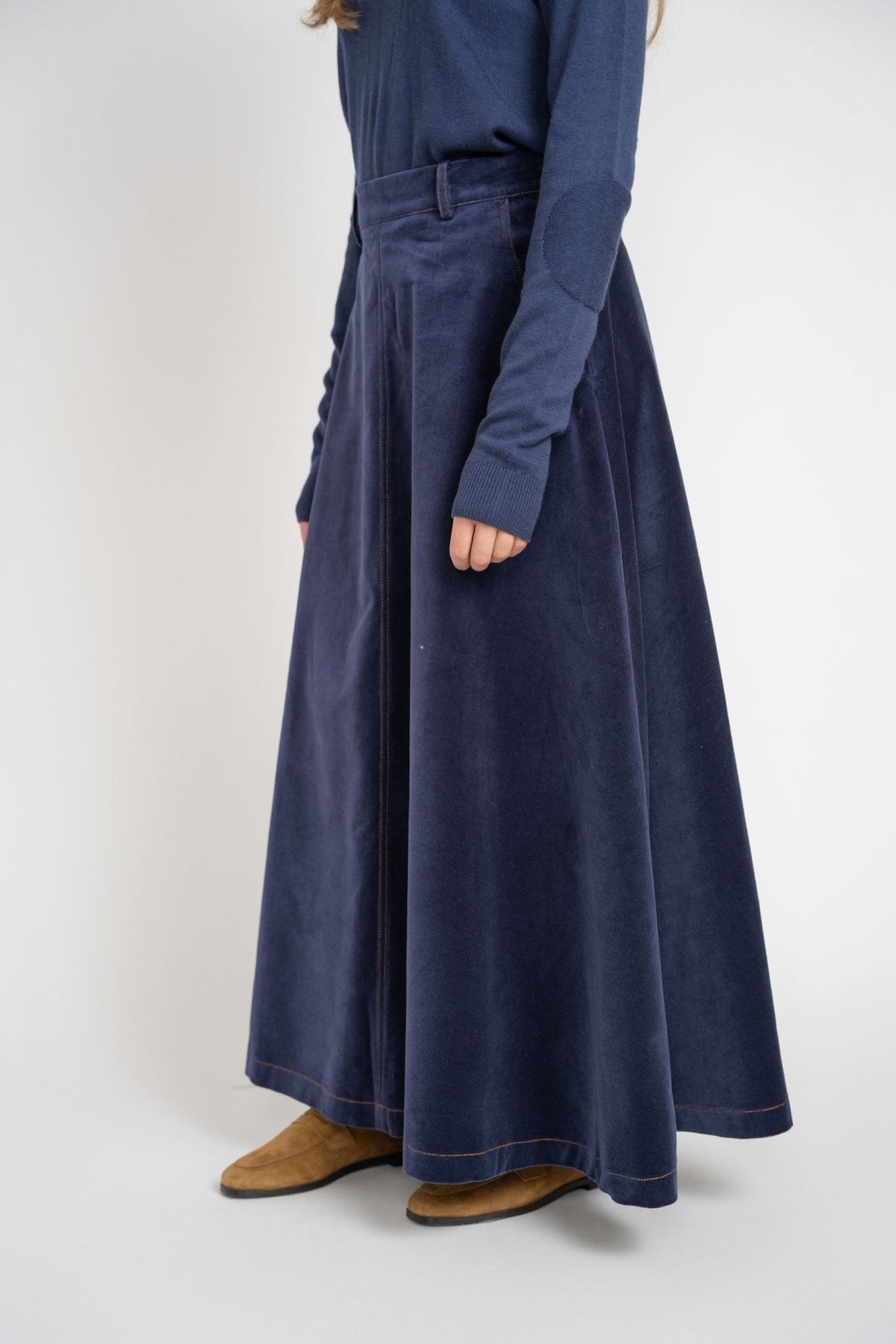 Navy Velour Velvet Skirt - shopndotm - Teen Clothing