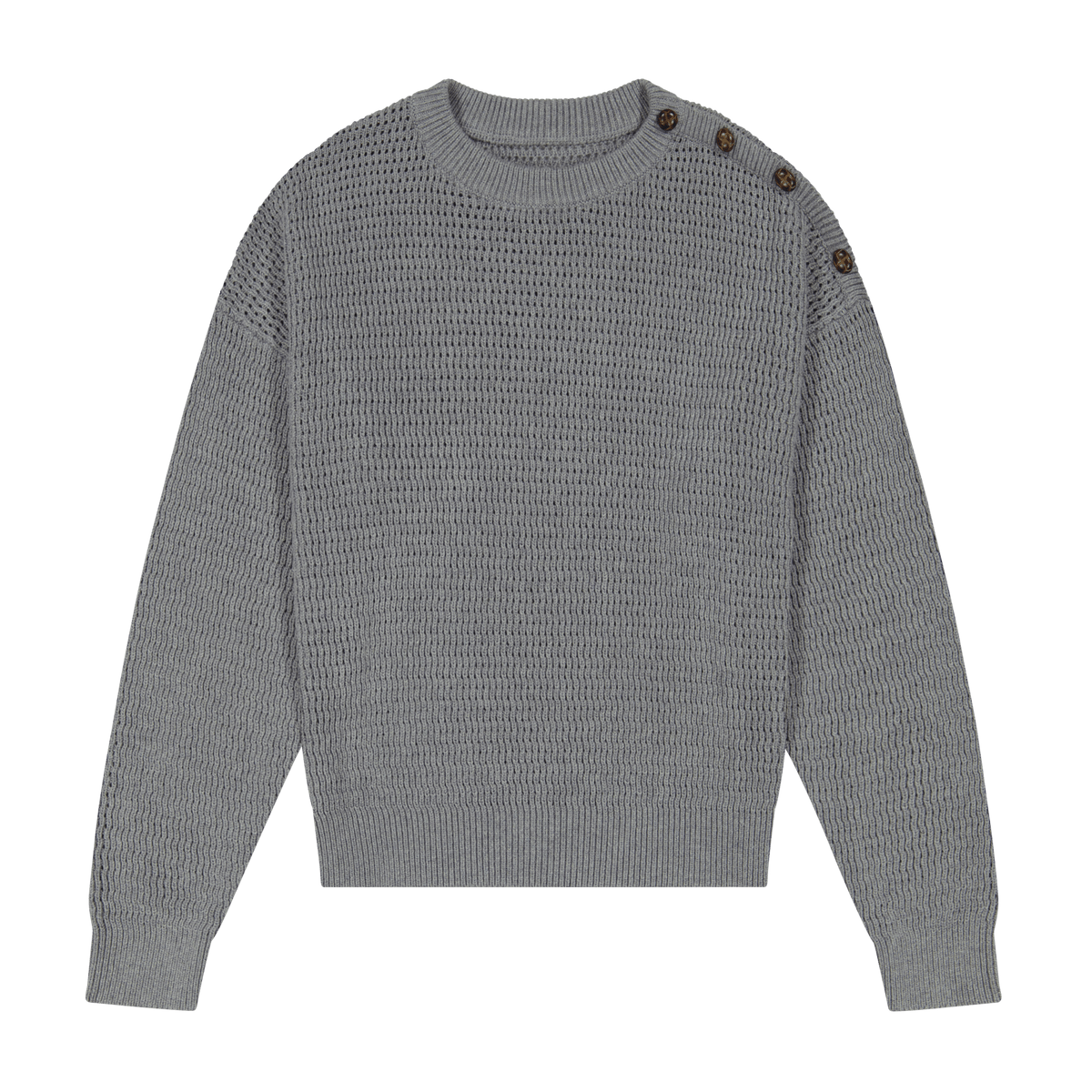 Open Knit Sweater - Taupe/Grey - shopndotm - Teen Clothing
