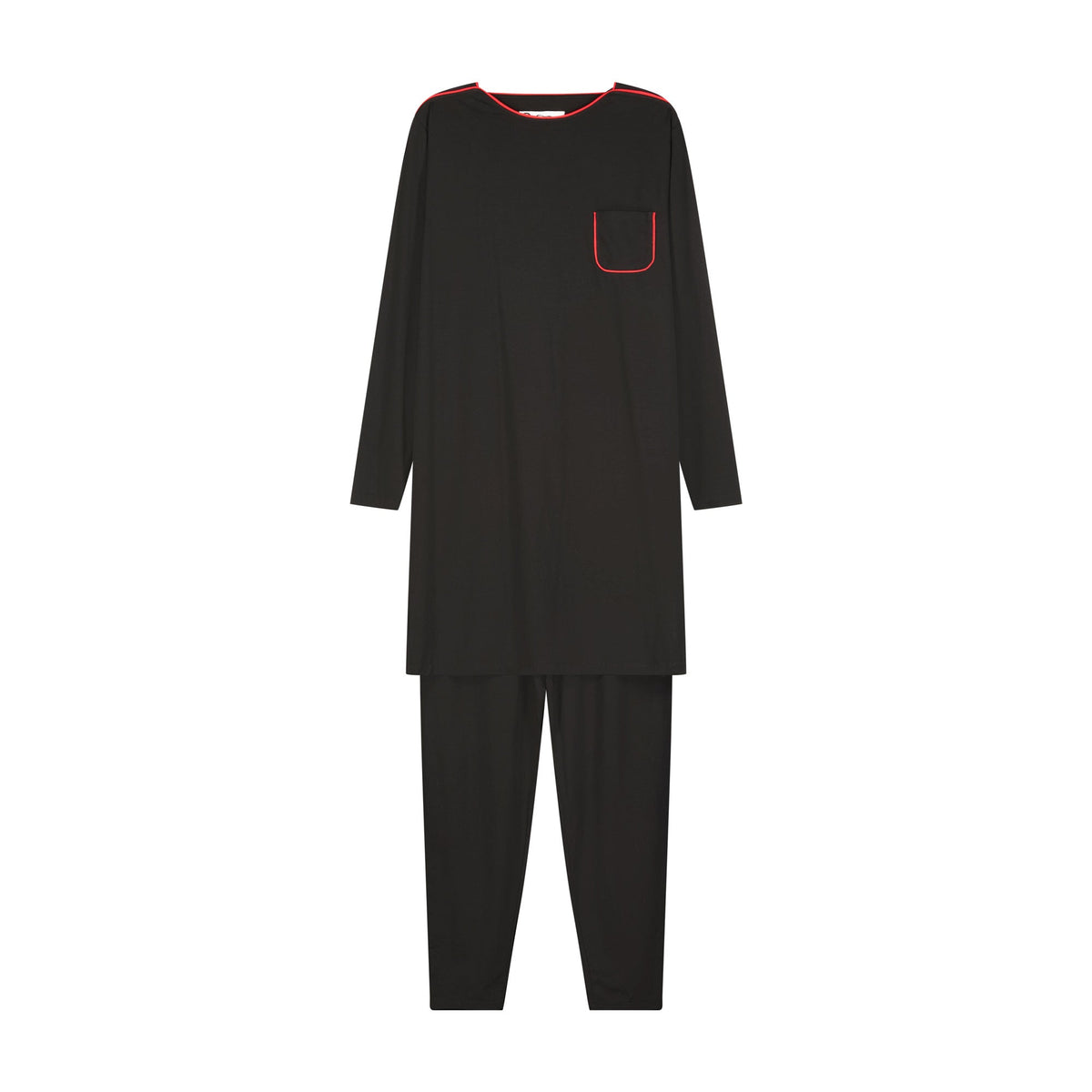 Piped Nightshirt Set - Black - shopndotm - Teen Clothing