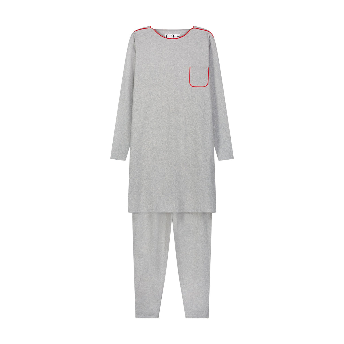 Piped Nightshirt Set - Grey - shopndotm - Teen Clothing