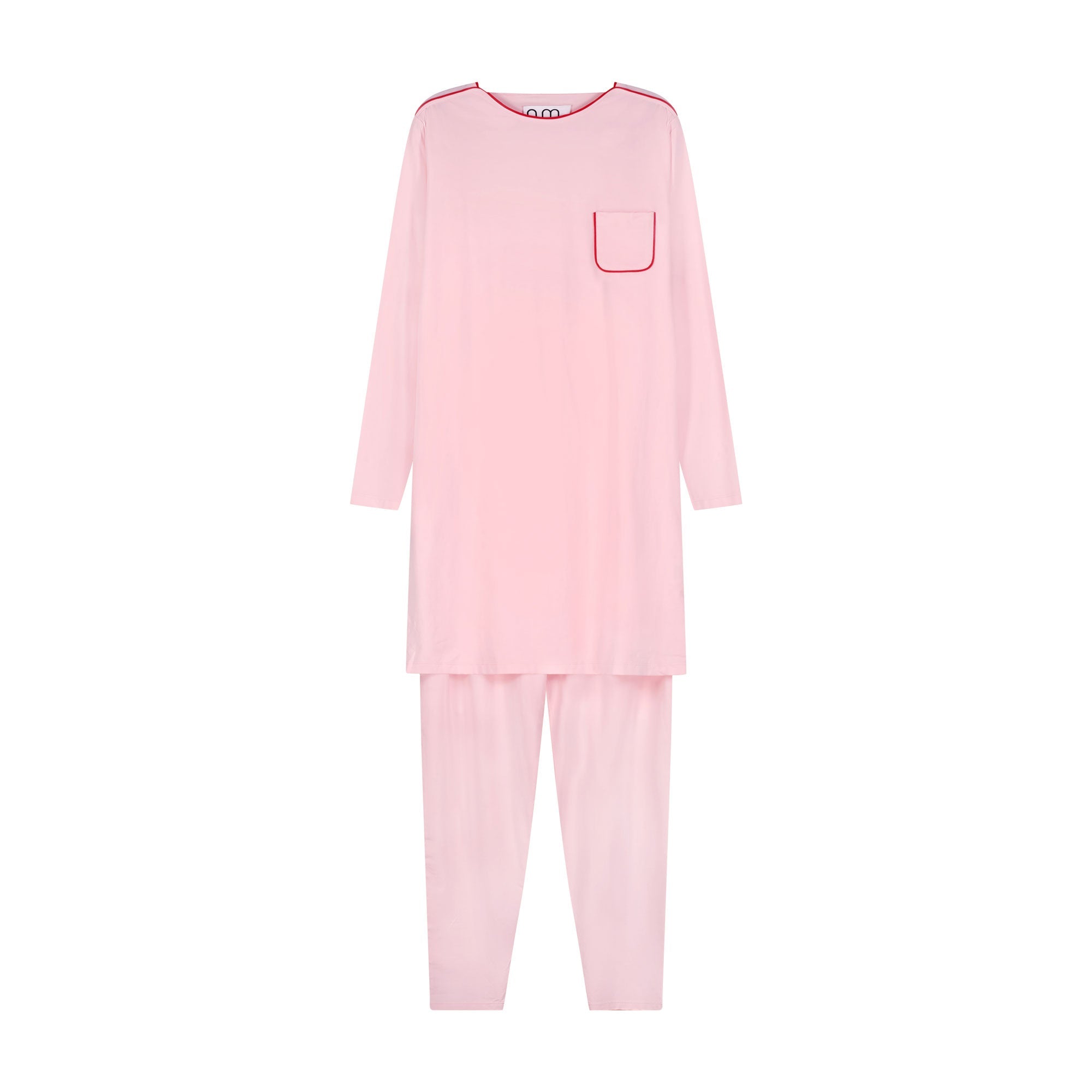 Piped Nightshirt Set - Pink - shopndotm - Teen Clothing