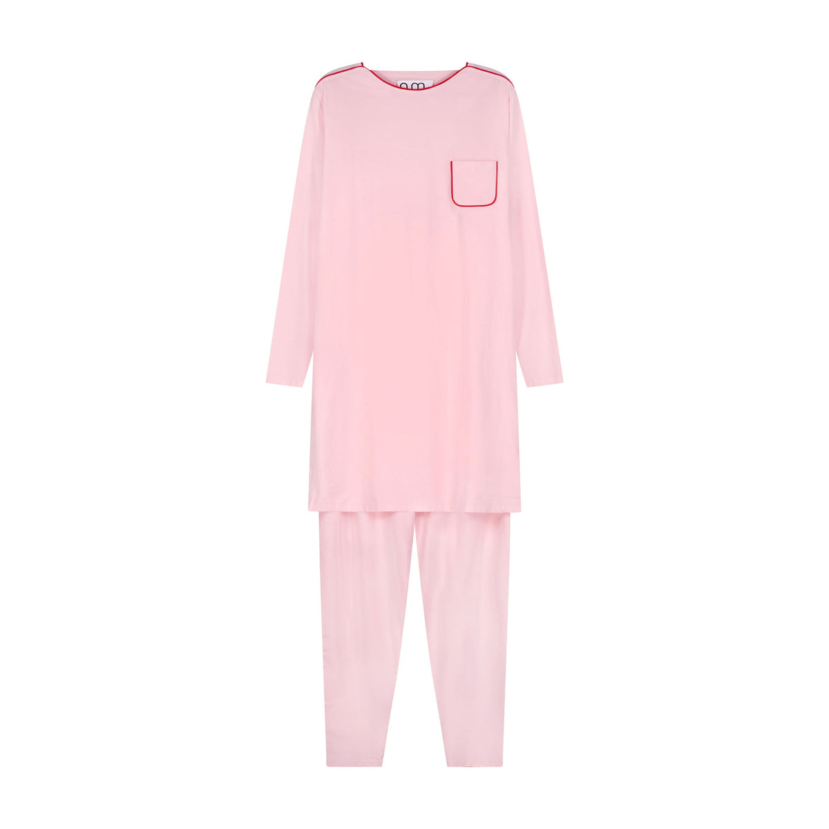 Piped Nightshirt Set - Pink - shopndotm - Young Adult/Women Clothing
