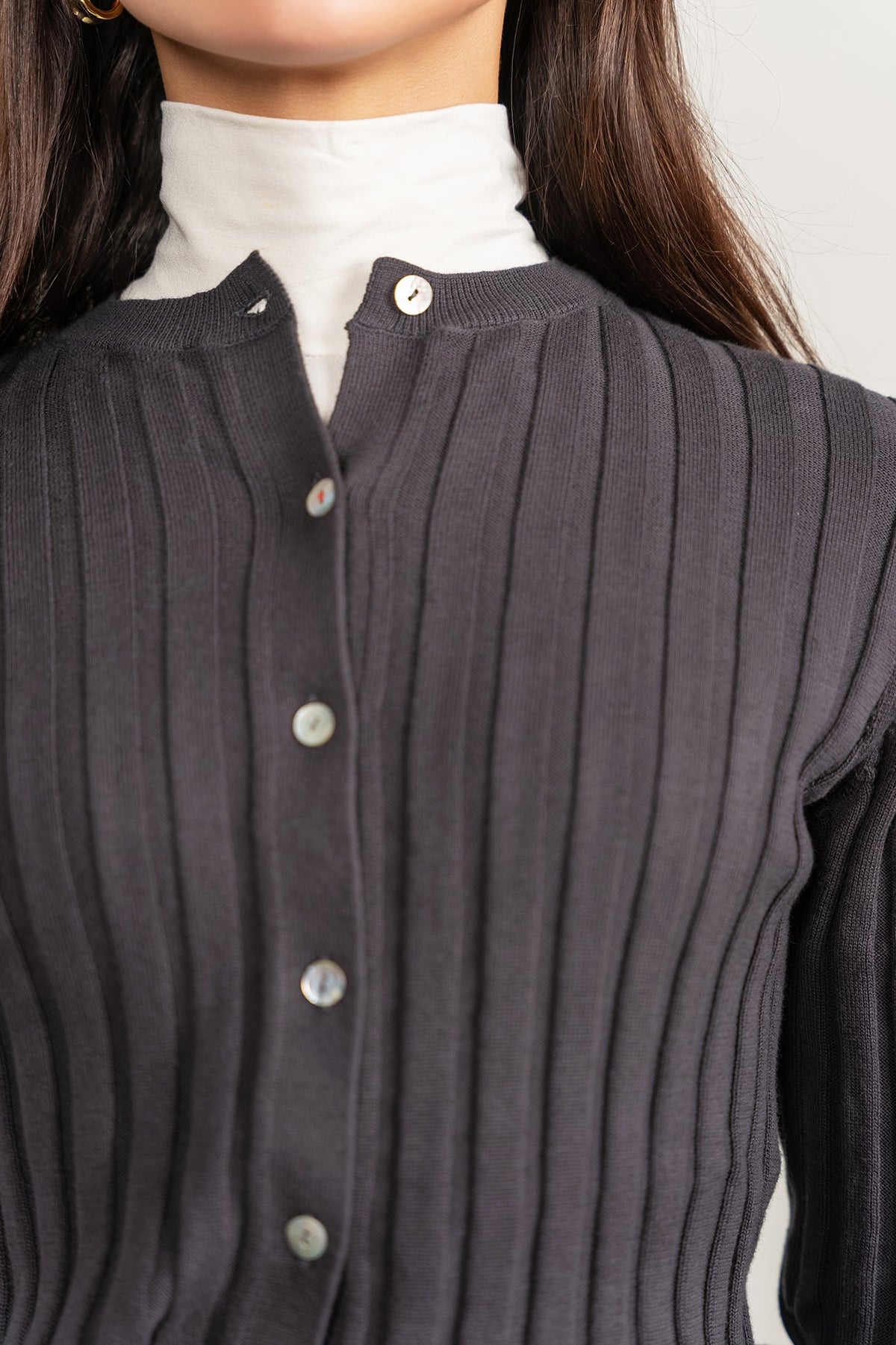 Ribbed Cardigan - Blue - shopndotm - Teen Clothing