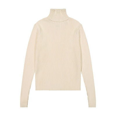 Ribbed Knit Turtleneck - Ivory