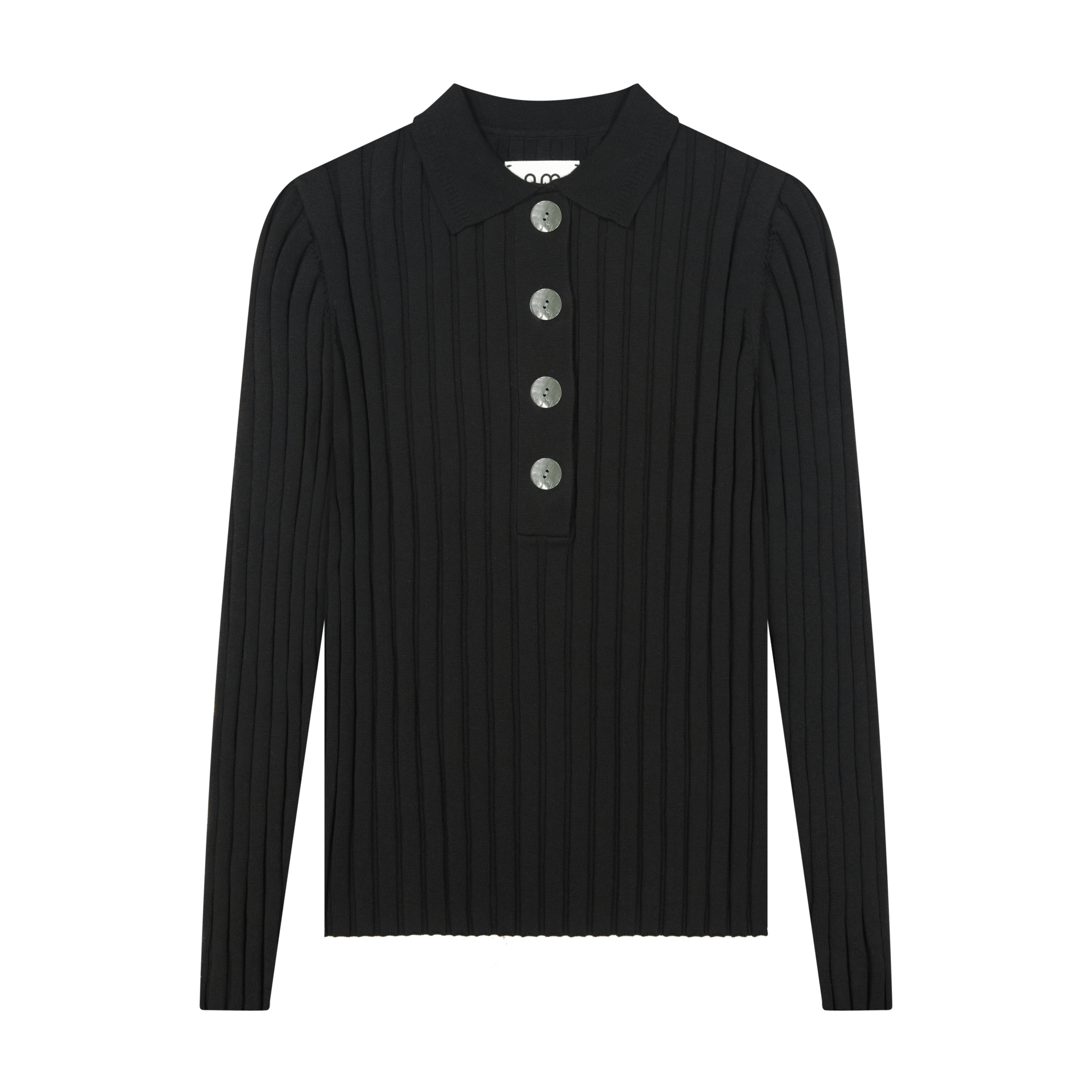 Ribbed Polo Sweater - Black - shopndotm - Teen Clothing